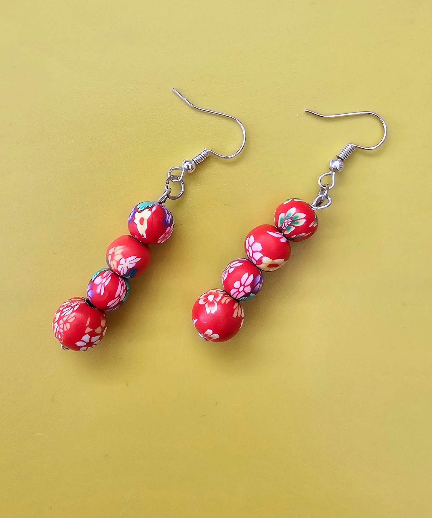 Colour Pop Clay Bead Drop Dangle Earrings.