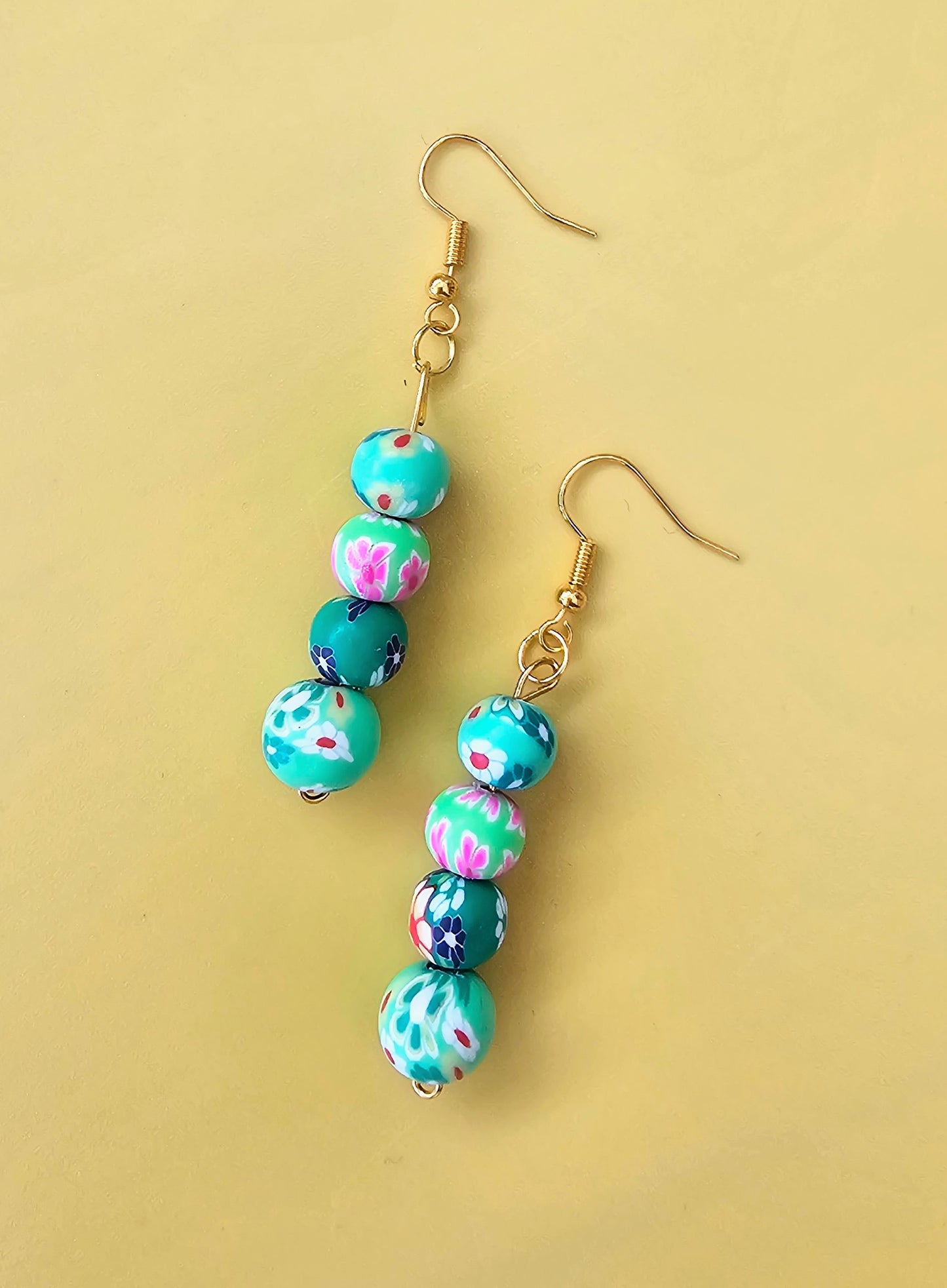 Colour Pop Clay Bead Drop Dangle Earrings.