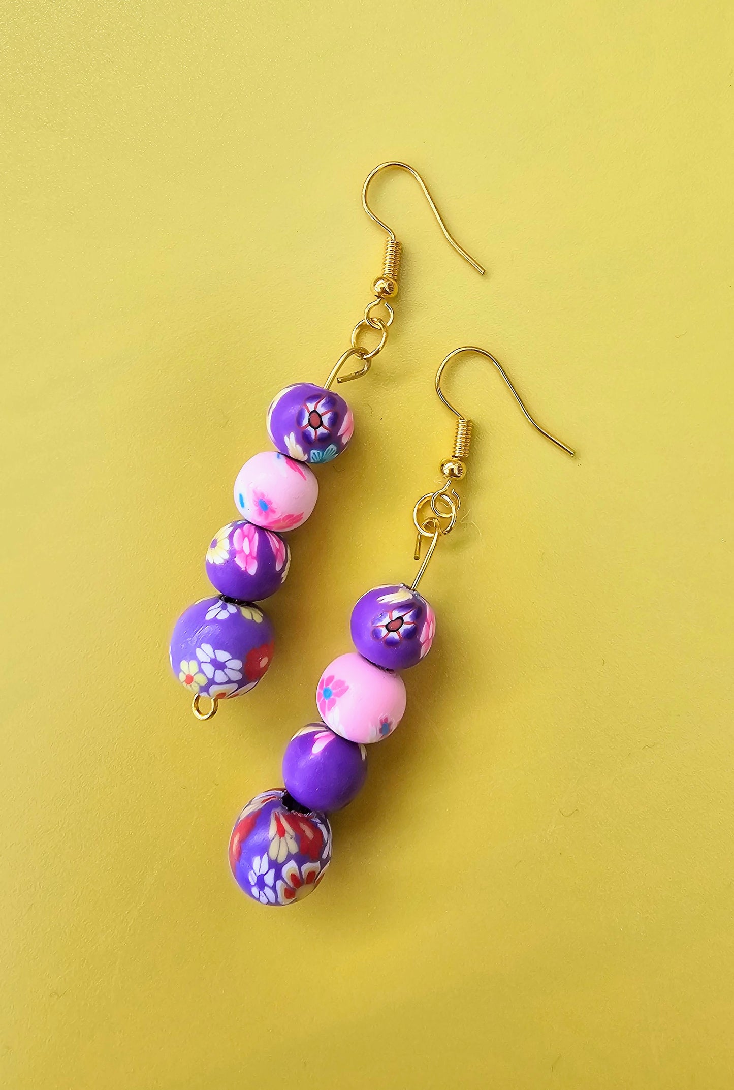 Colour Pop Clay Bead Drop Dangle Earrings.