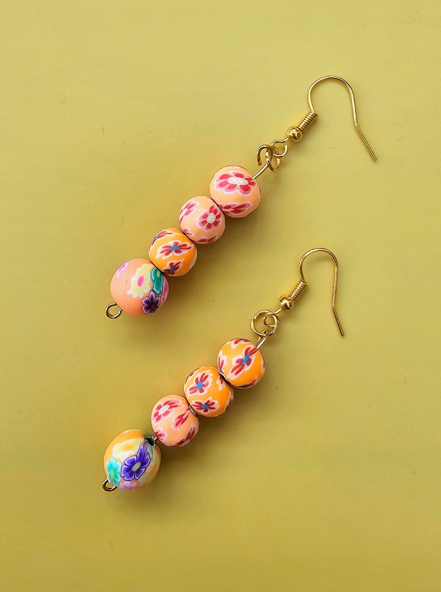 Colour Pop Clay Bead Drop Dangle Earrings.