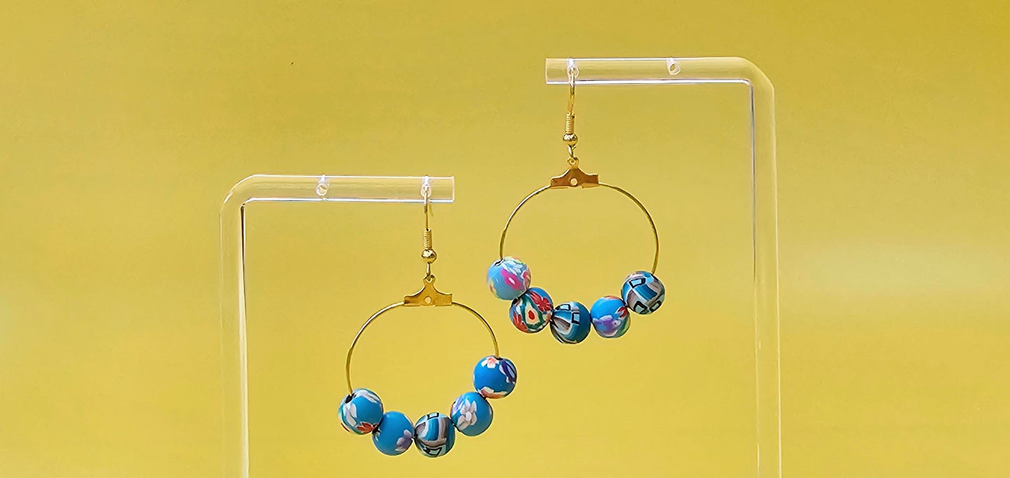 Colour Pop Clay Bead Drop Dangle Earrings.