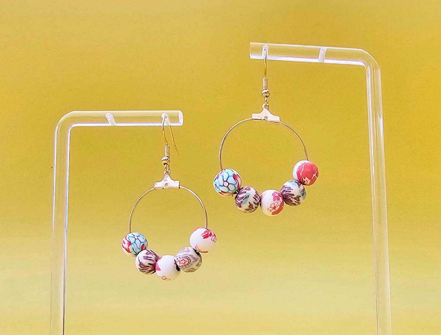 Colour Pop Clay Bead Drop Dangle Earrings.