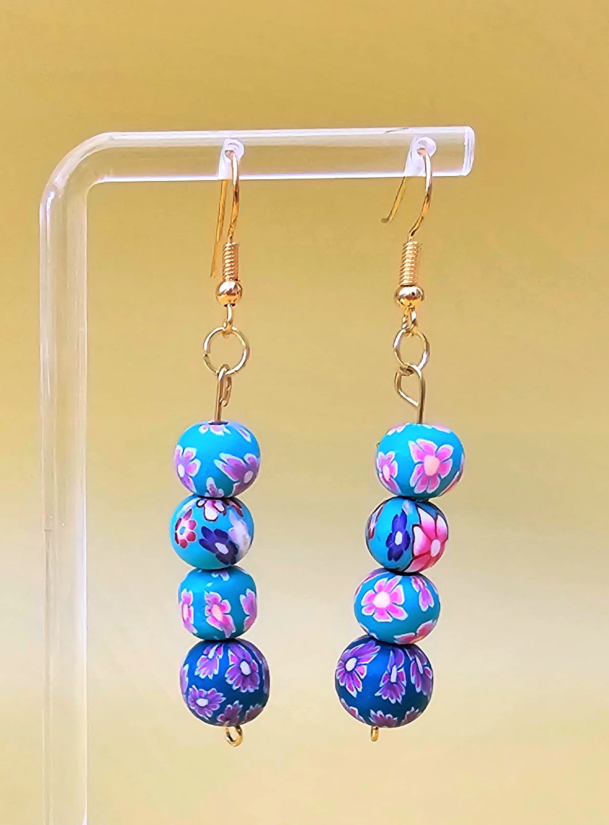 Colour Pop Clay Bead Drop Dangle Earrings.