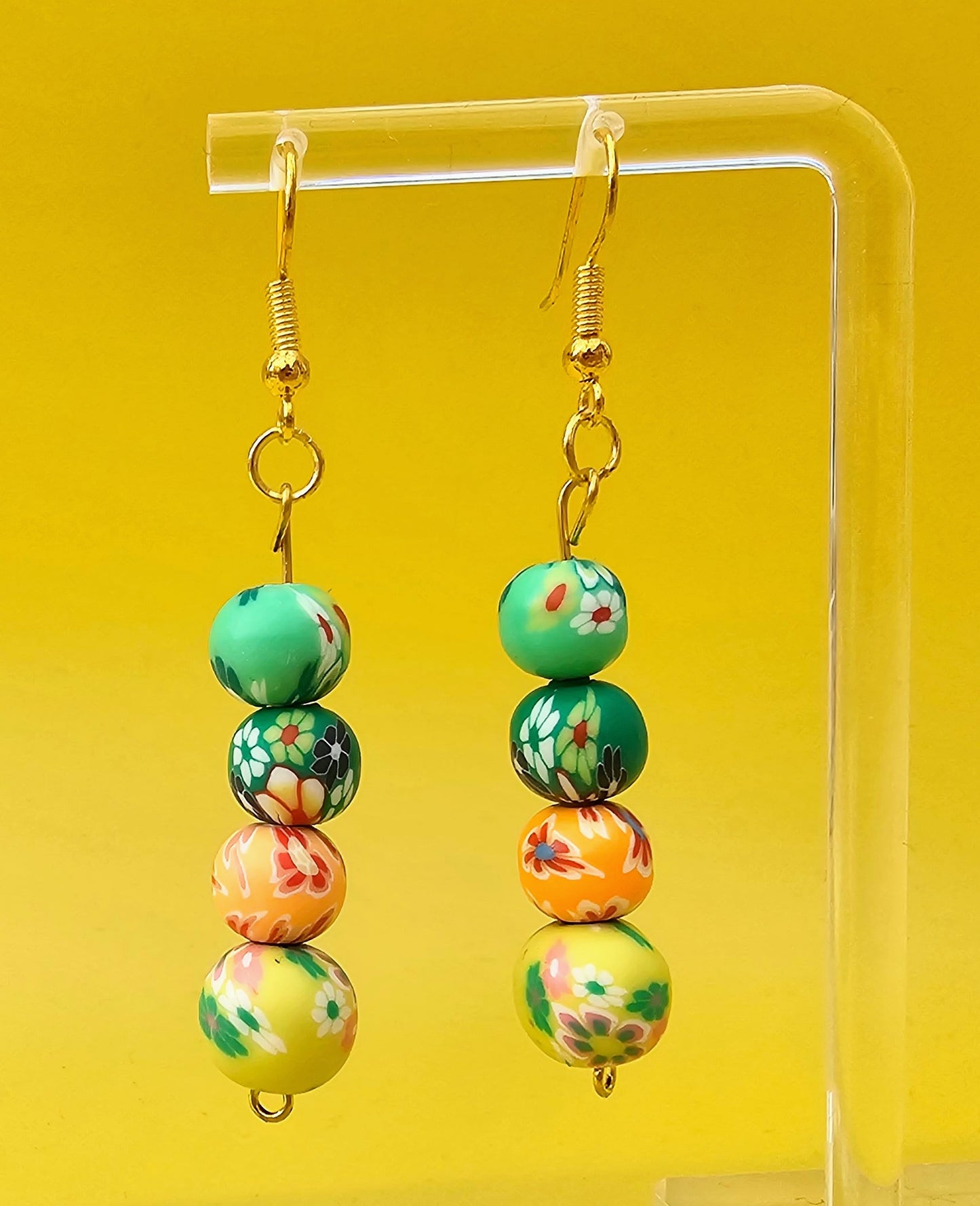 Colour Pop Clay Bead Drop Dangle Earrings.