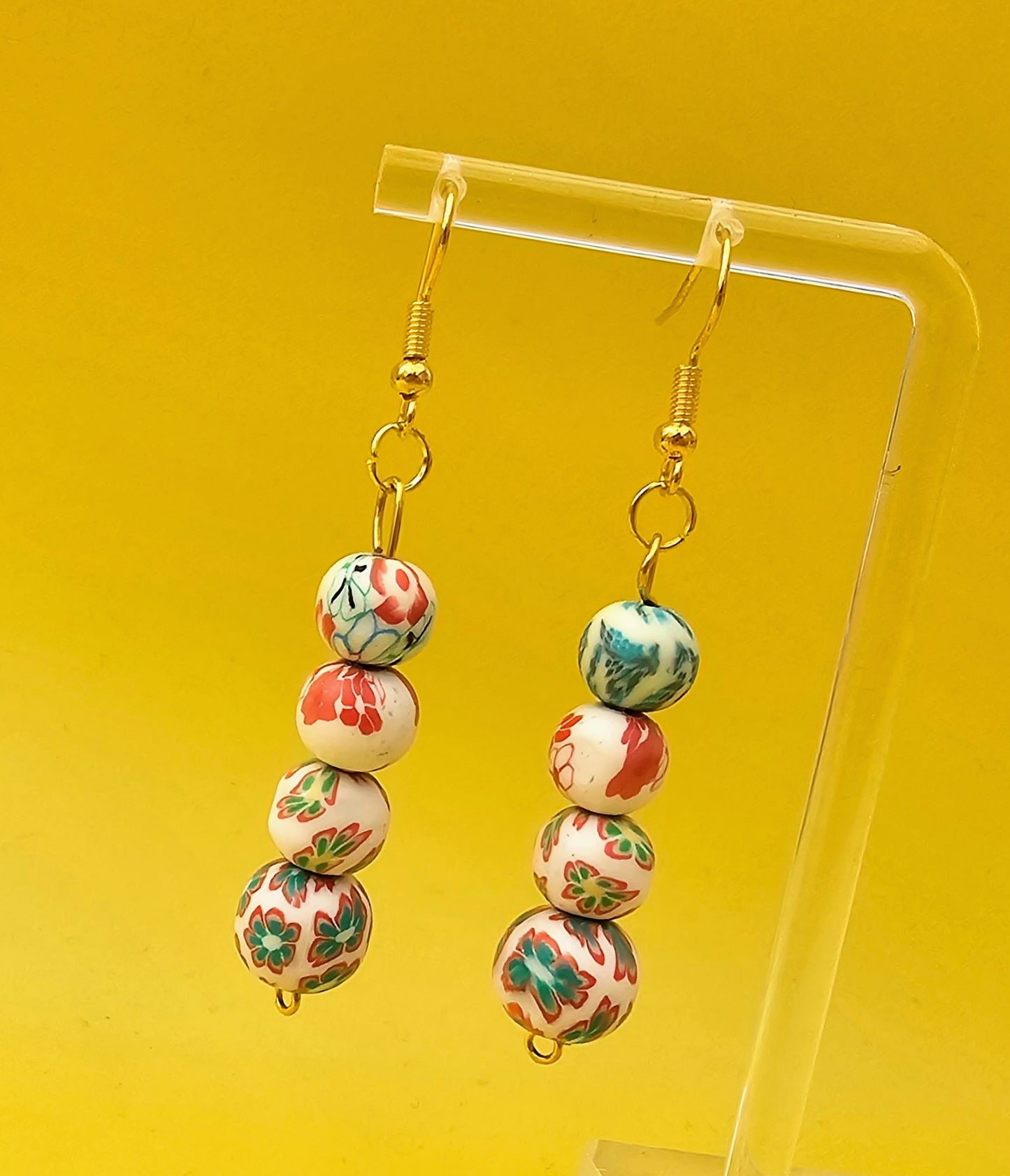 Colour Pop Clay Bead Drop Dangle Earrings.