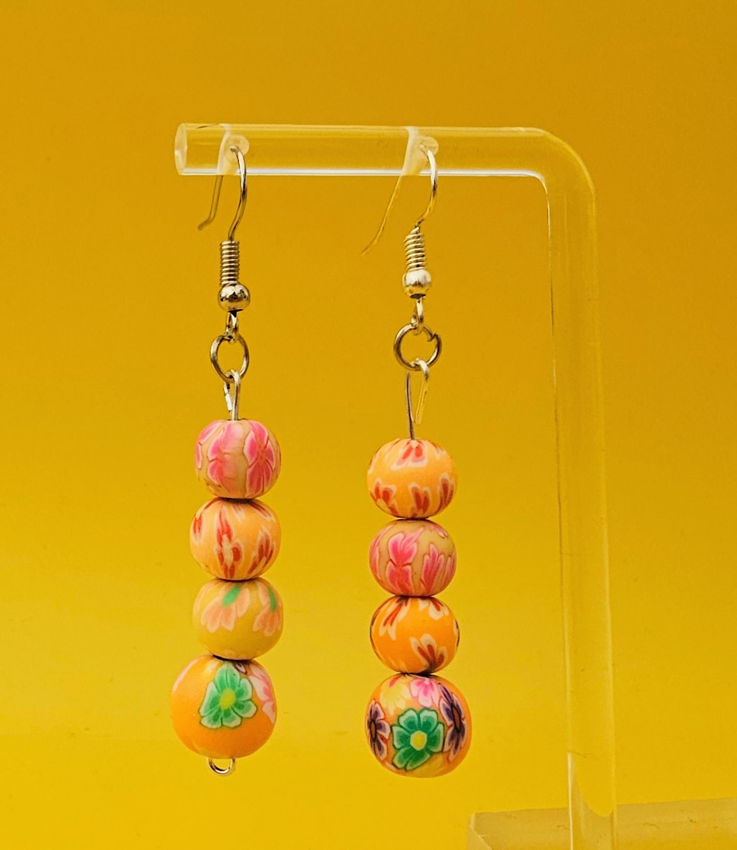 Colour Pop Clay Bead Drop Dangle Earrings.