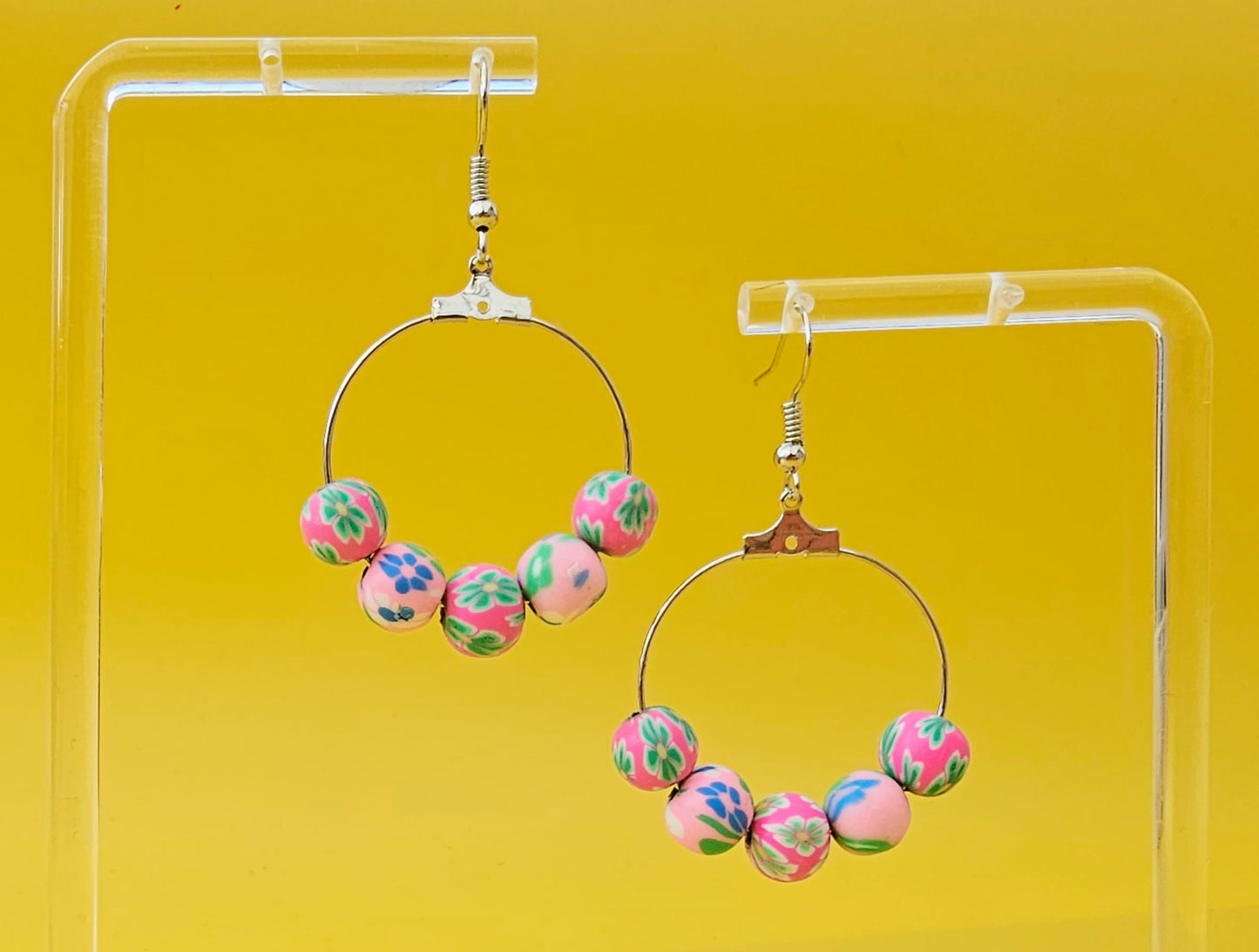 Colour Pop Clay Bead Drop Dangle Earrings.