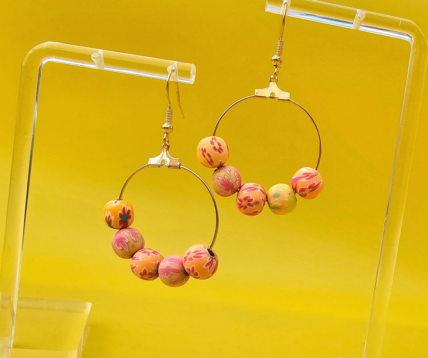 Colour Pop Clay Bead Drop Dangle Earrings.