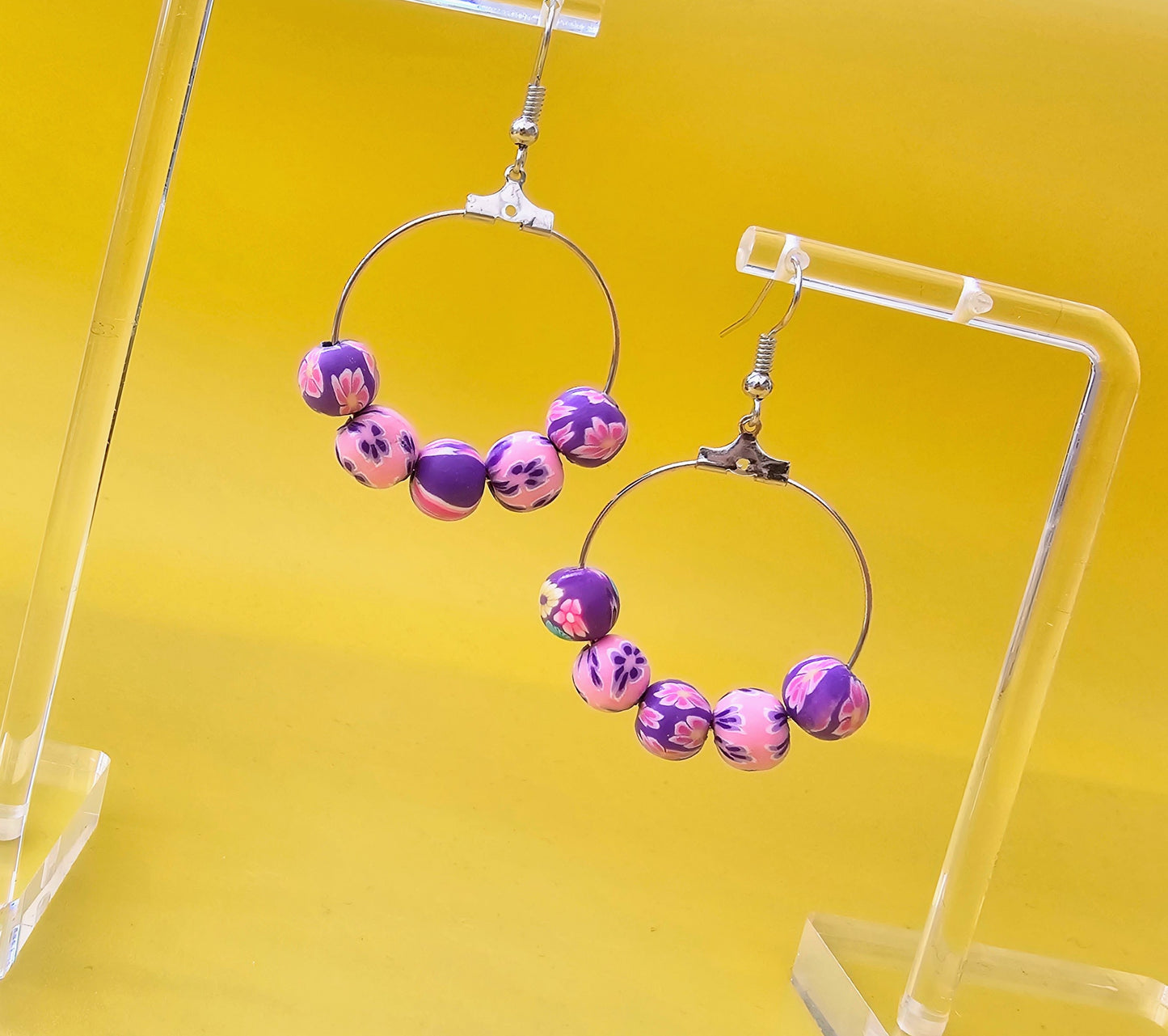 Colour Pop Clay Bead Drop Dangle Earrings.