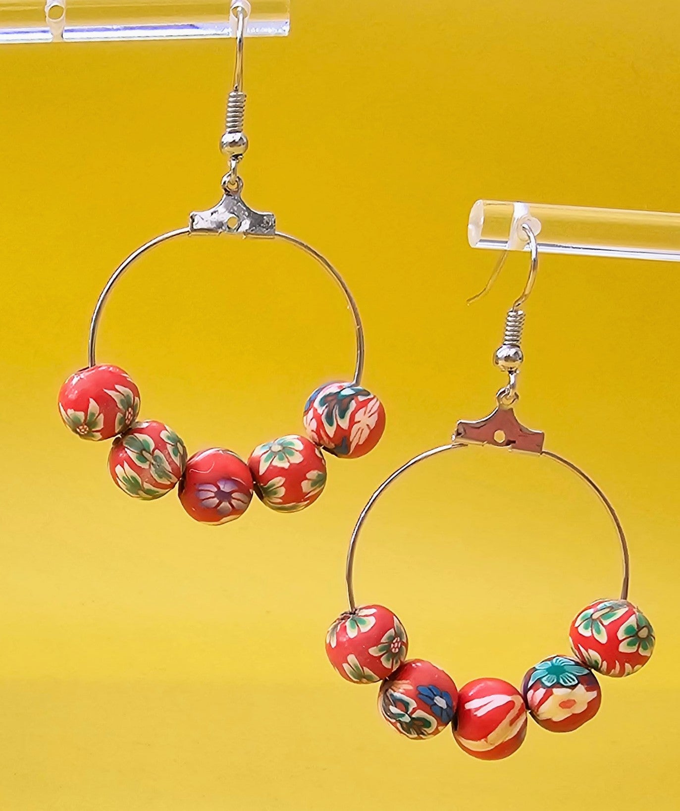 Colour Pop Clay Bead Drop Dangle Earrings.