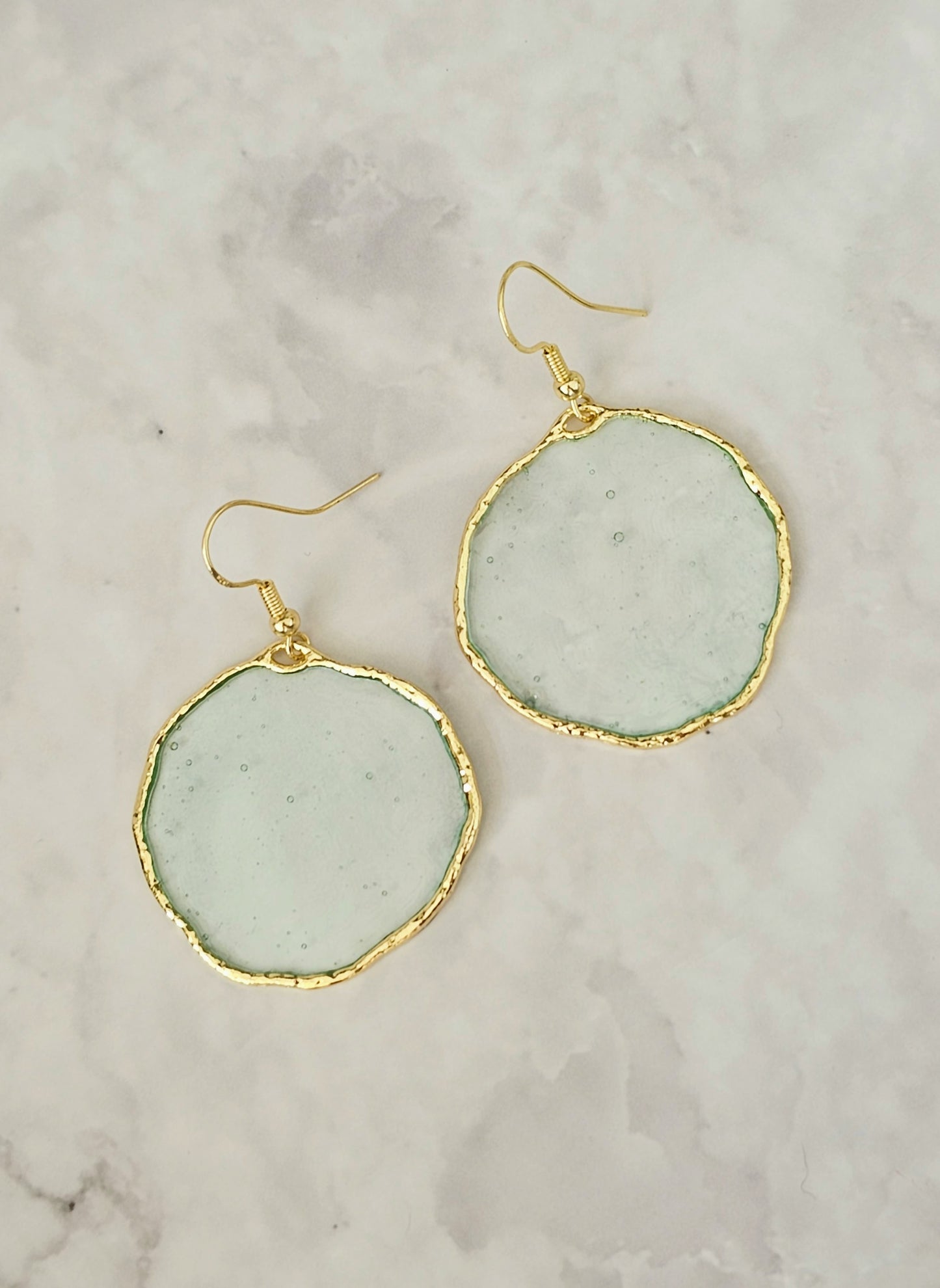 Gold Battered Frame Dangle Earrings