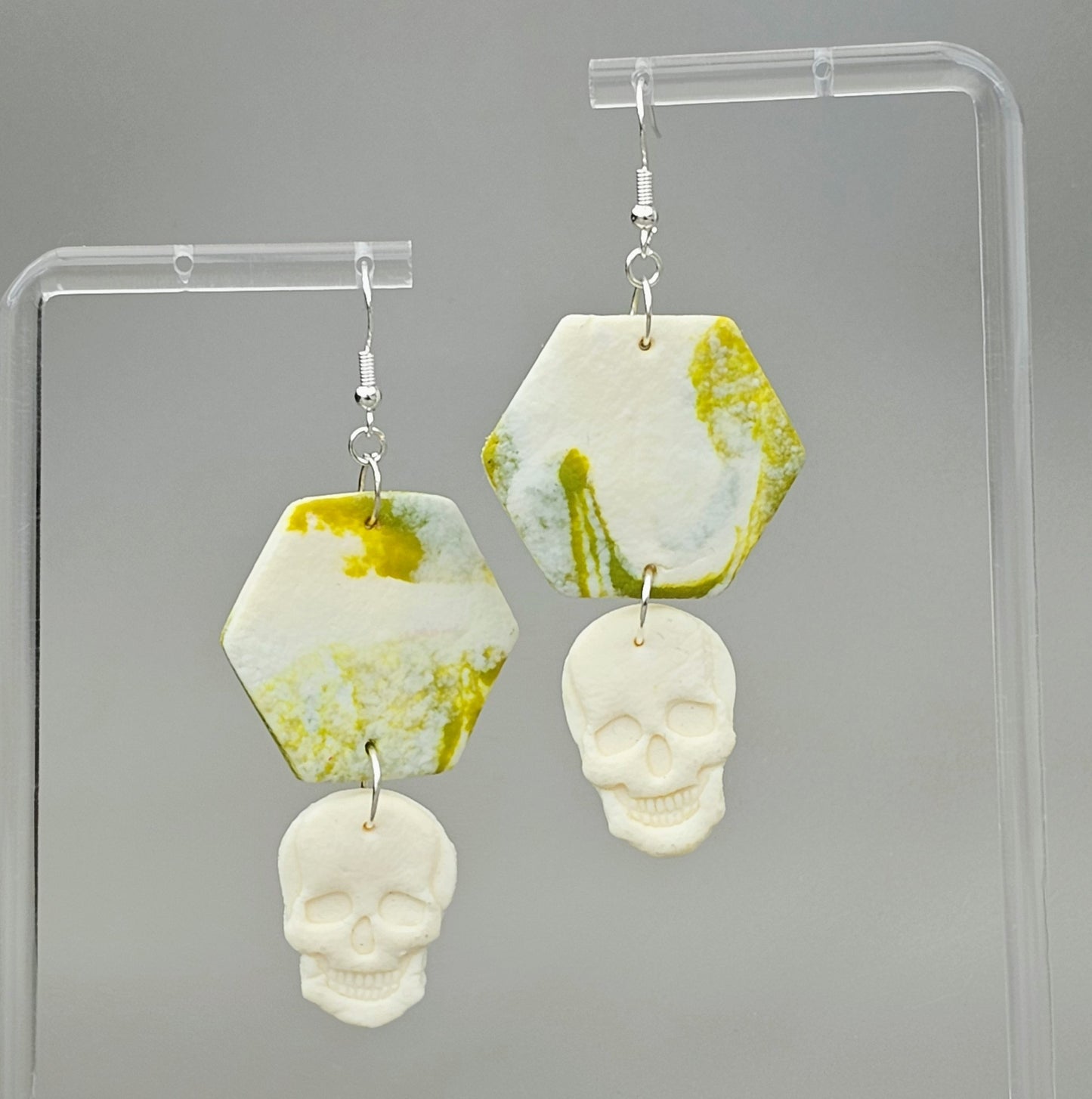 Clay Skull Drop Earrings (80s inspired/Animal Print)