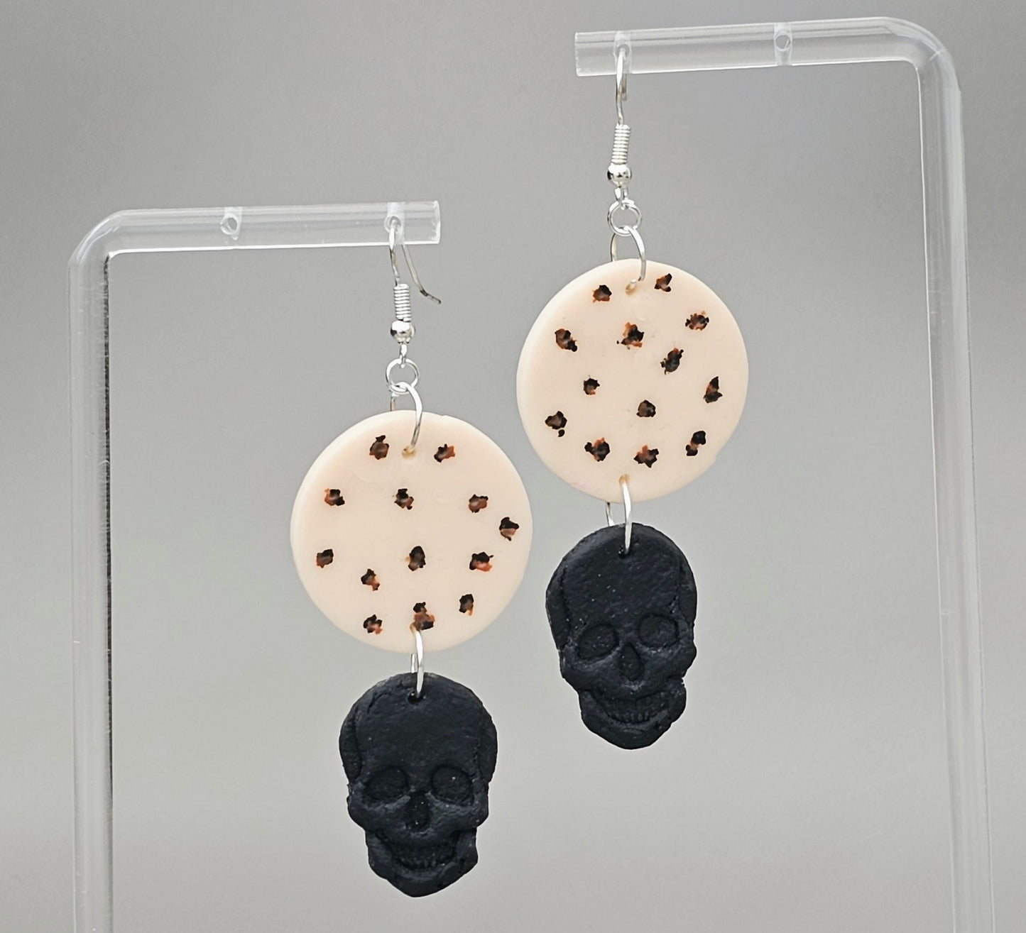 Clay Skull Drop Earrings (80s inspired/Animal Print)