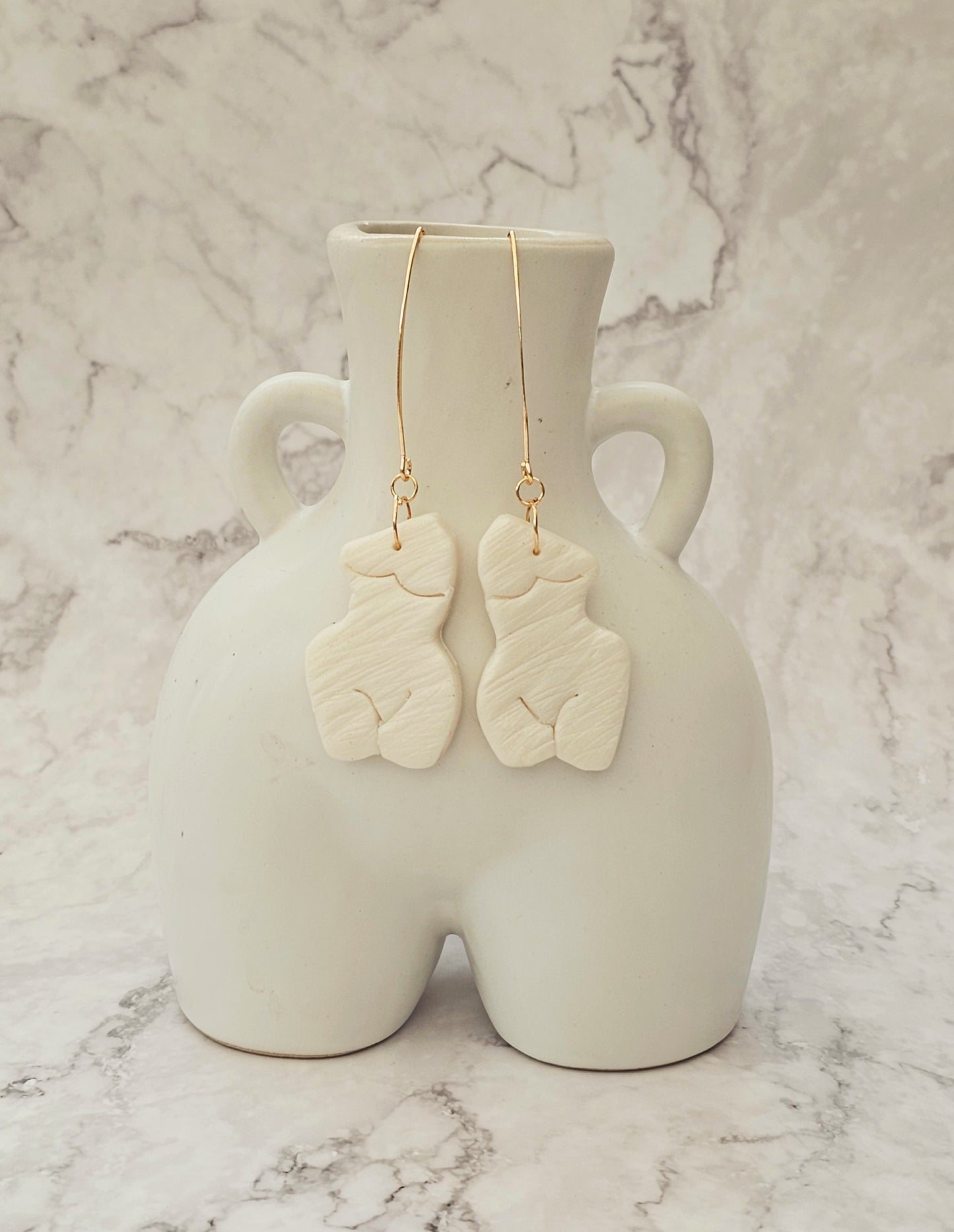 Clay Female Sculpture Drop Dangle Earrings
