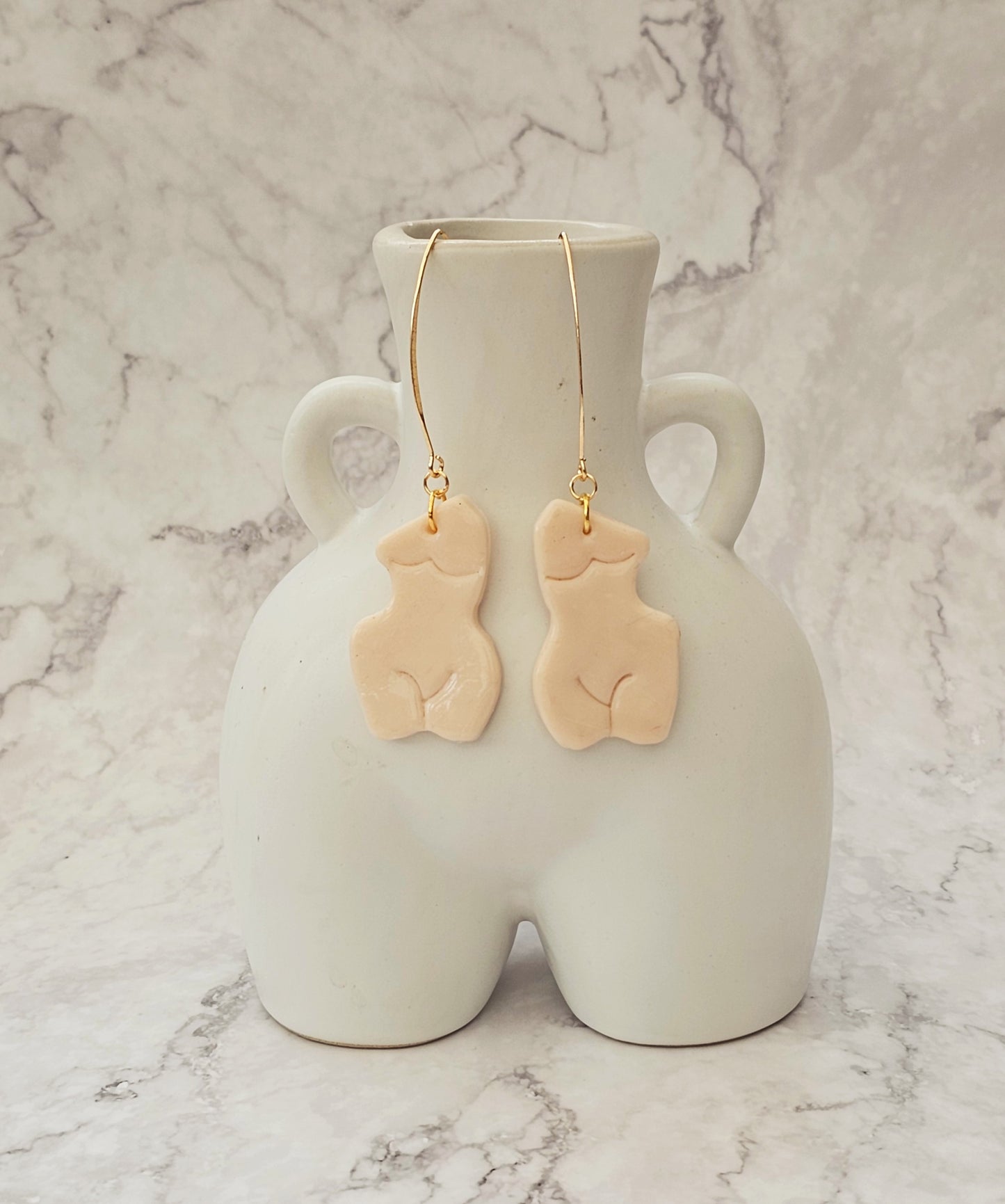 Clay Female Sculpture Drop Dangle Earrings