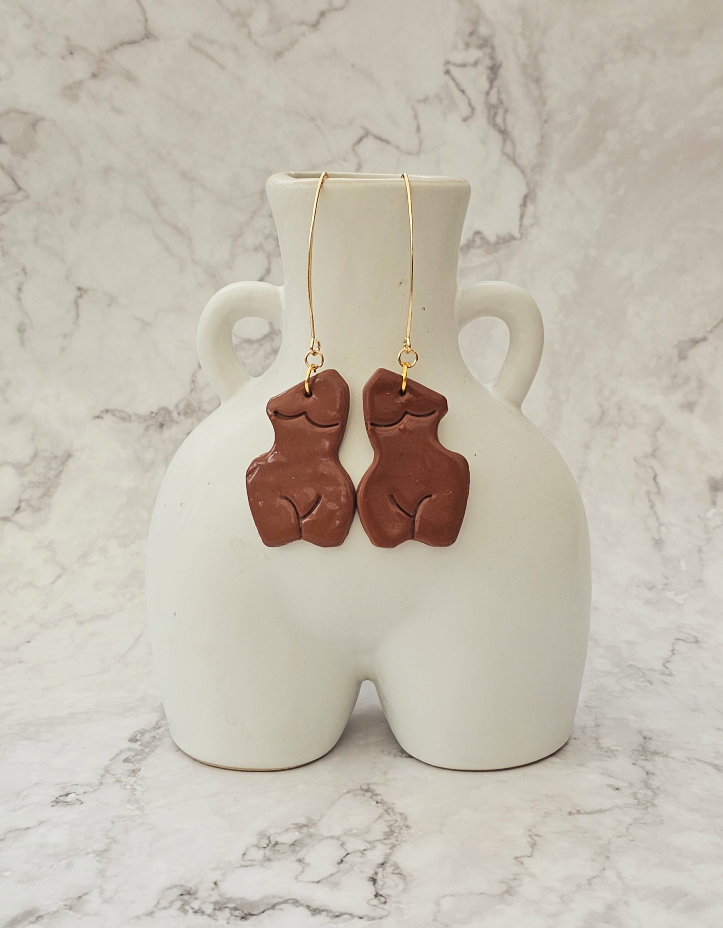 Clay Female Sculpture Drop Dangle Earrings