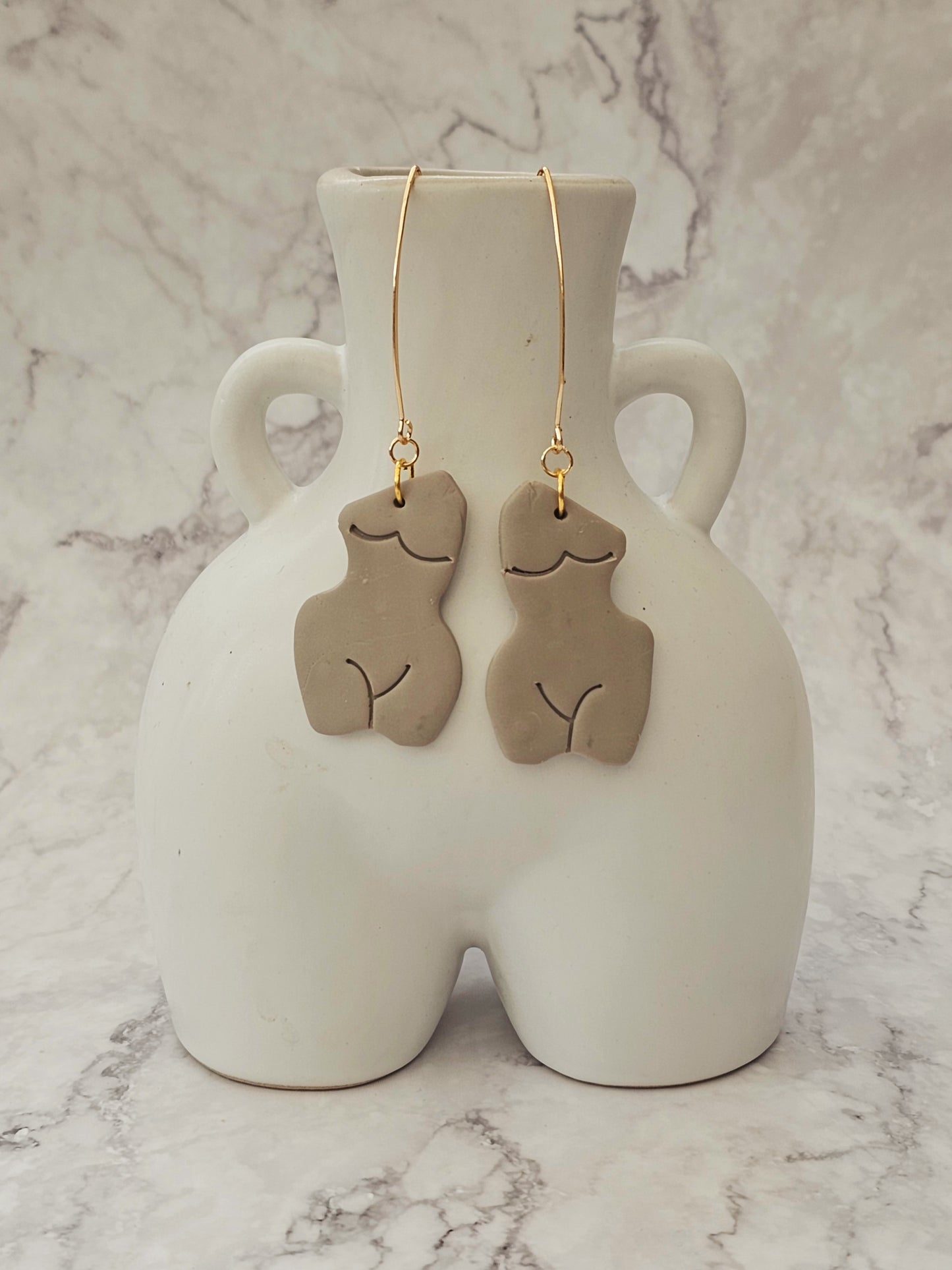 Clay Female Sculpture Drop Dangle Earrings