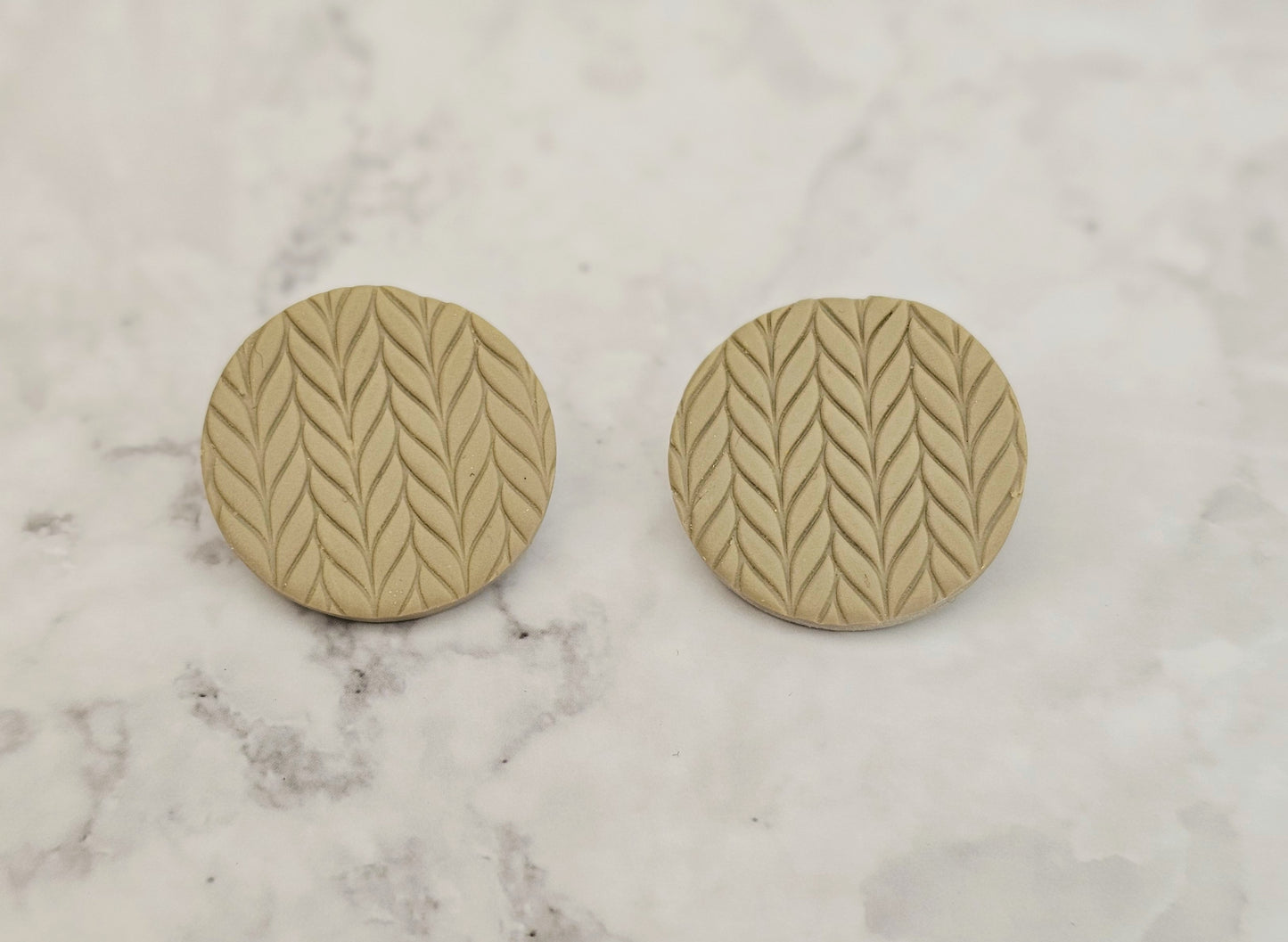 Get Knitted - Large Circle Knit Print Clay Hypoallergenic Stud Earrings