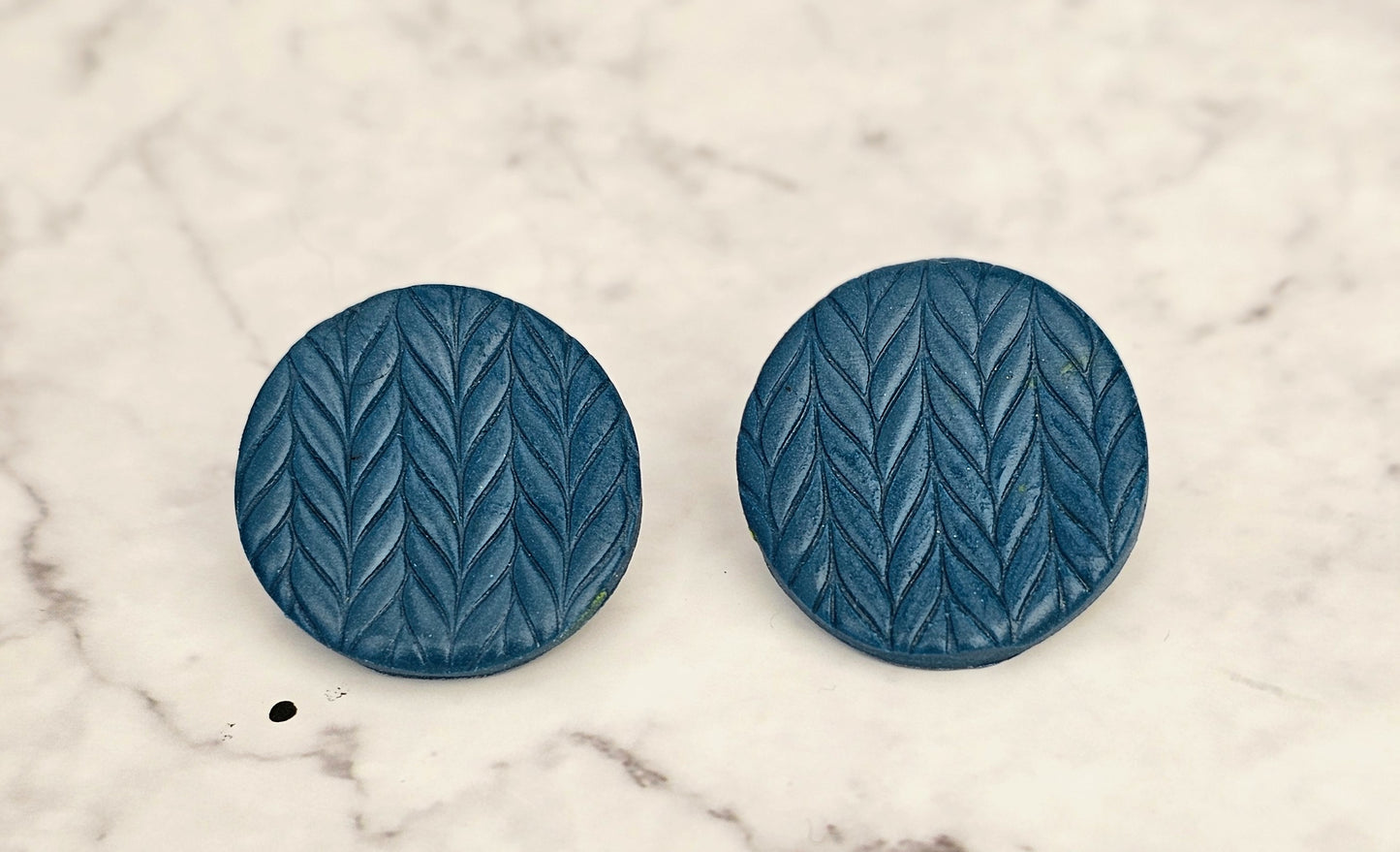 Get Knitted - Large Circle Knit Print Clay Hypoallergenic Stud Earrings