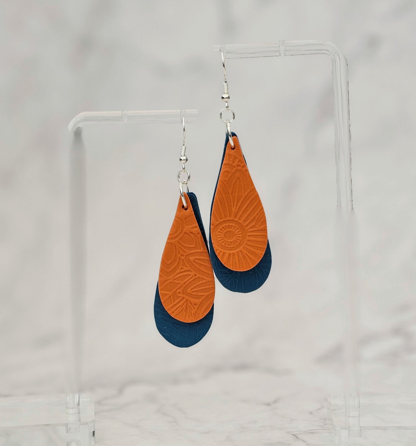 Clay Botanical Oceans Dangle Drop Earrings.