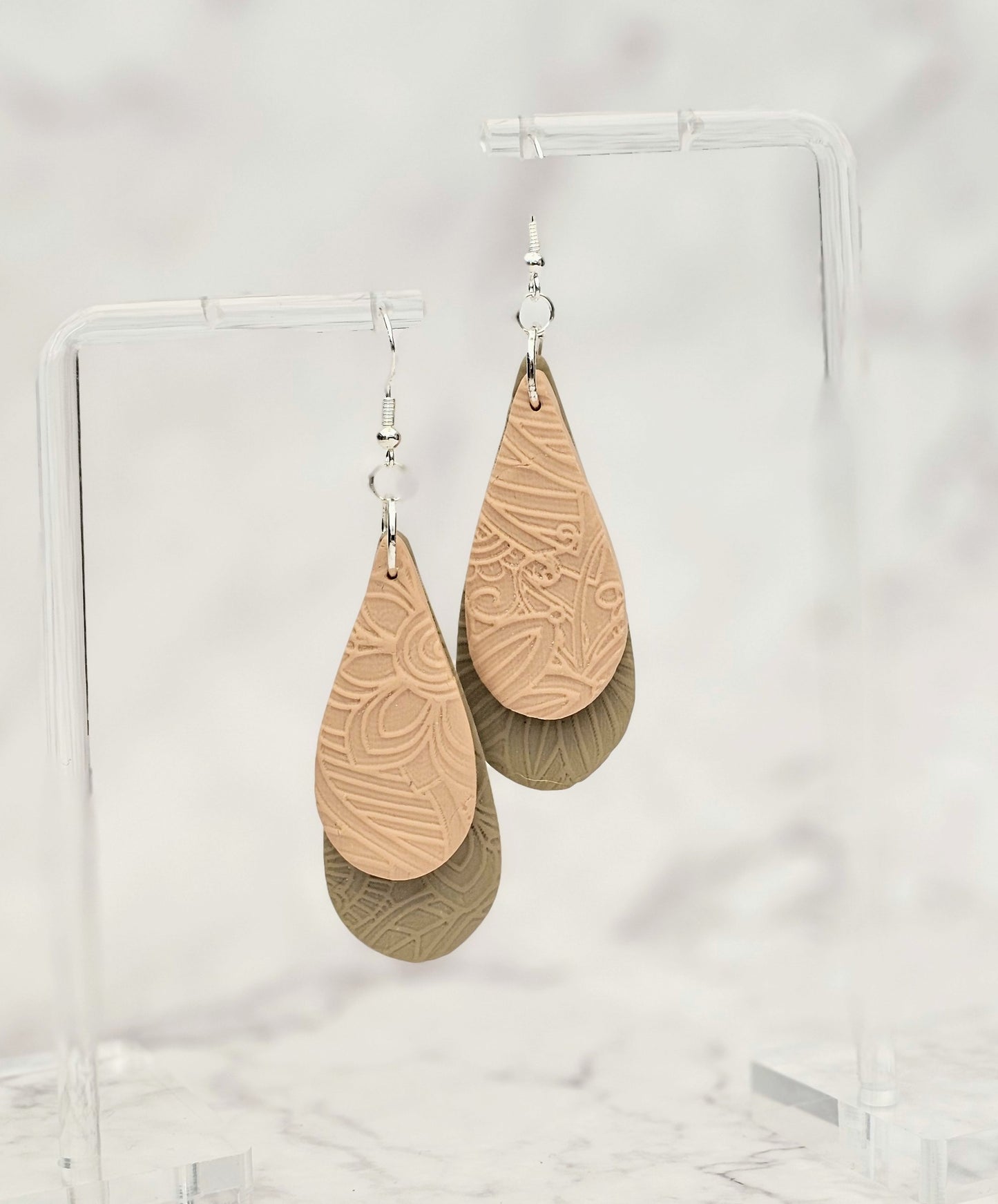 Clay Botanical Oceans Dangle Drop Earrings.