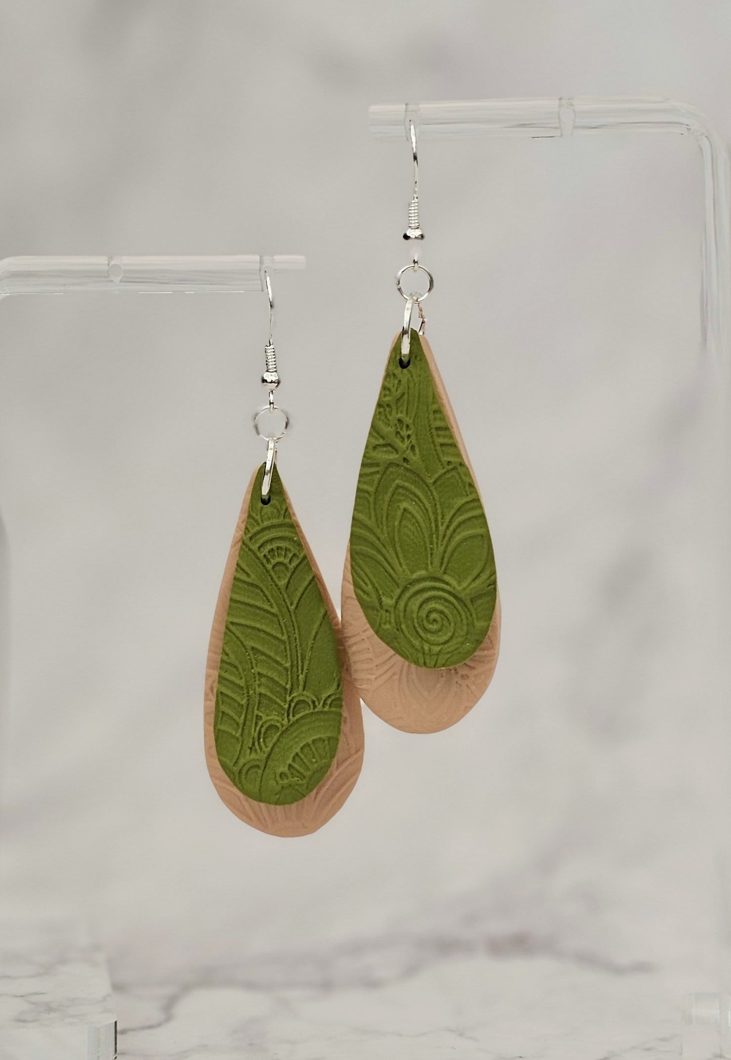 Clay Botanical Oceans Dangle Drop Earrings.