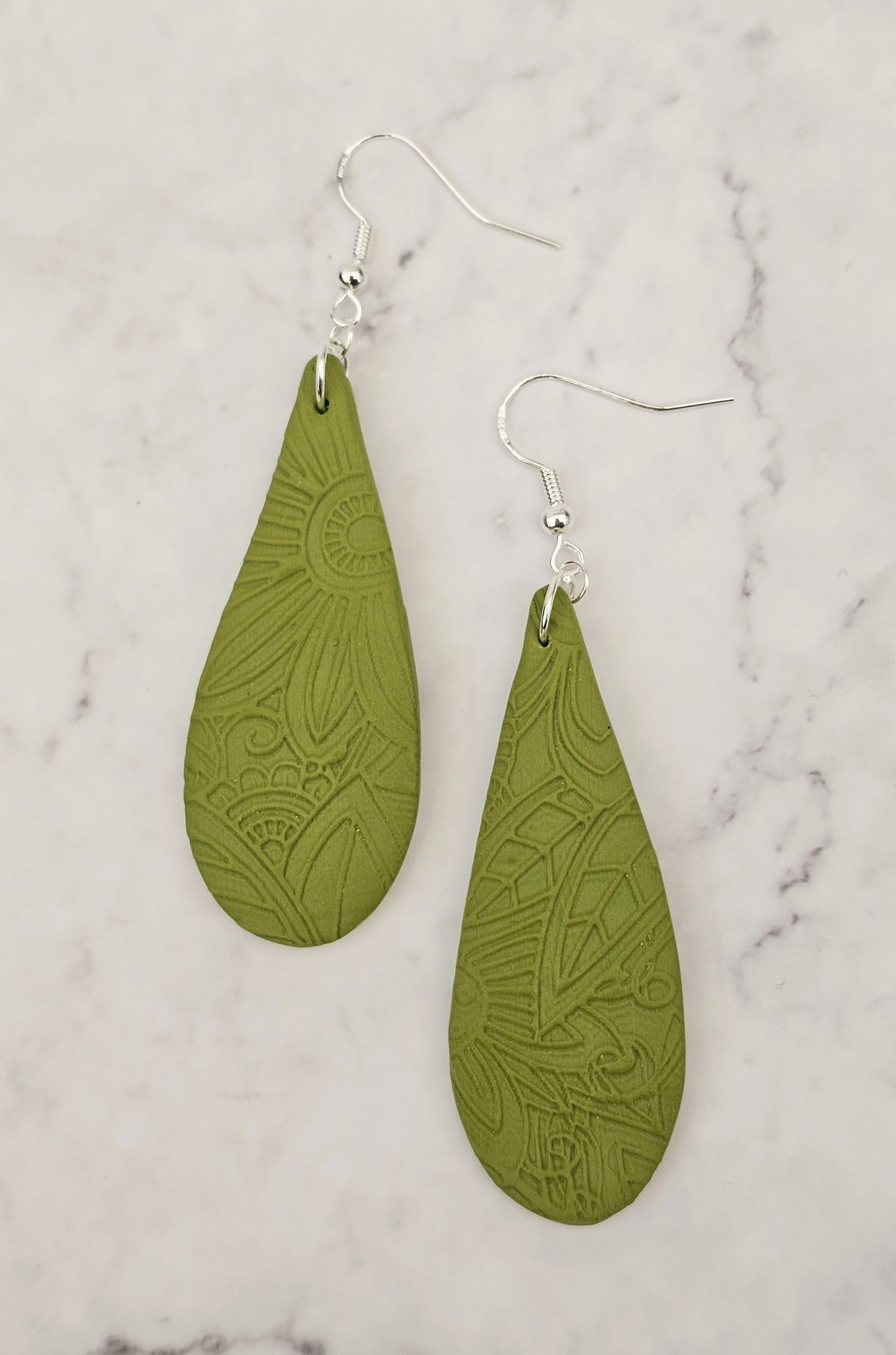 Clay Botanical Oceans Dangle Drop Earrings.