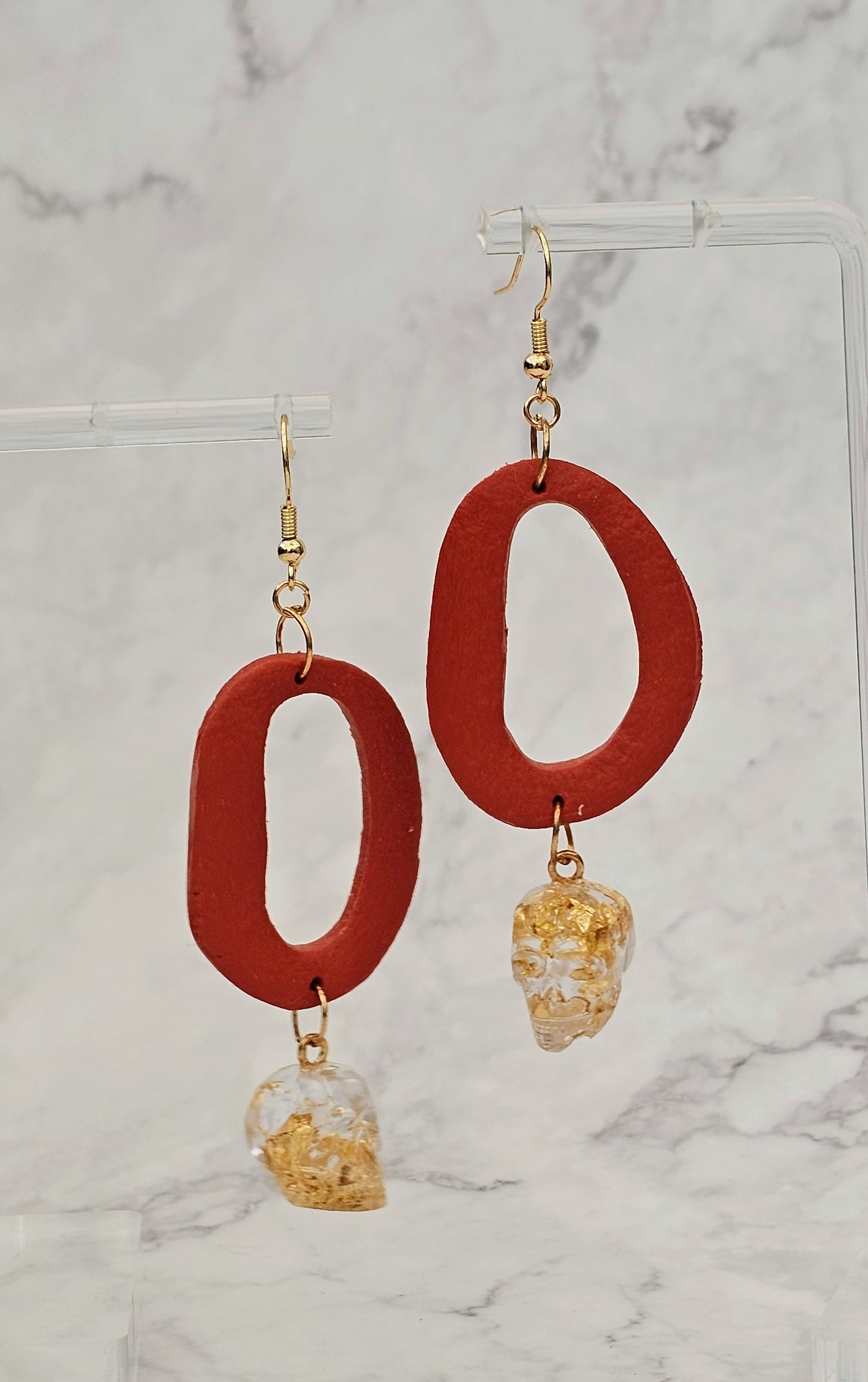 Skull Bead Dangle Earrings (Clay and Resin)
