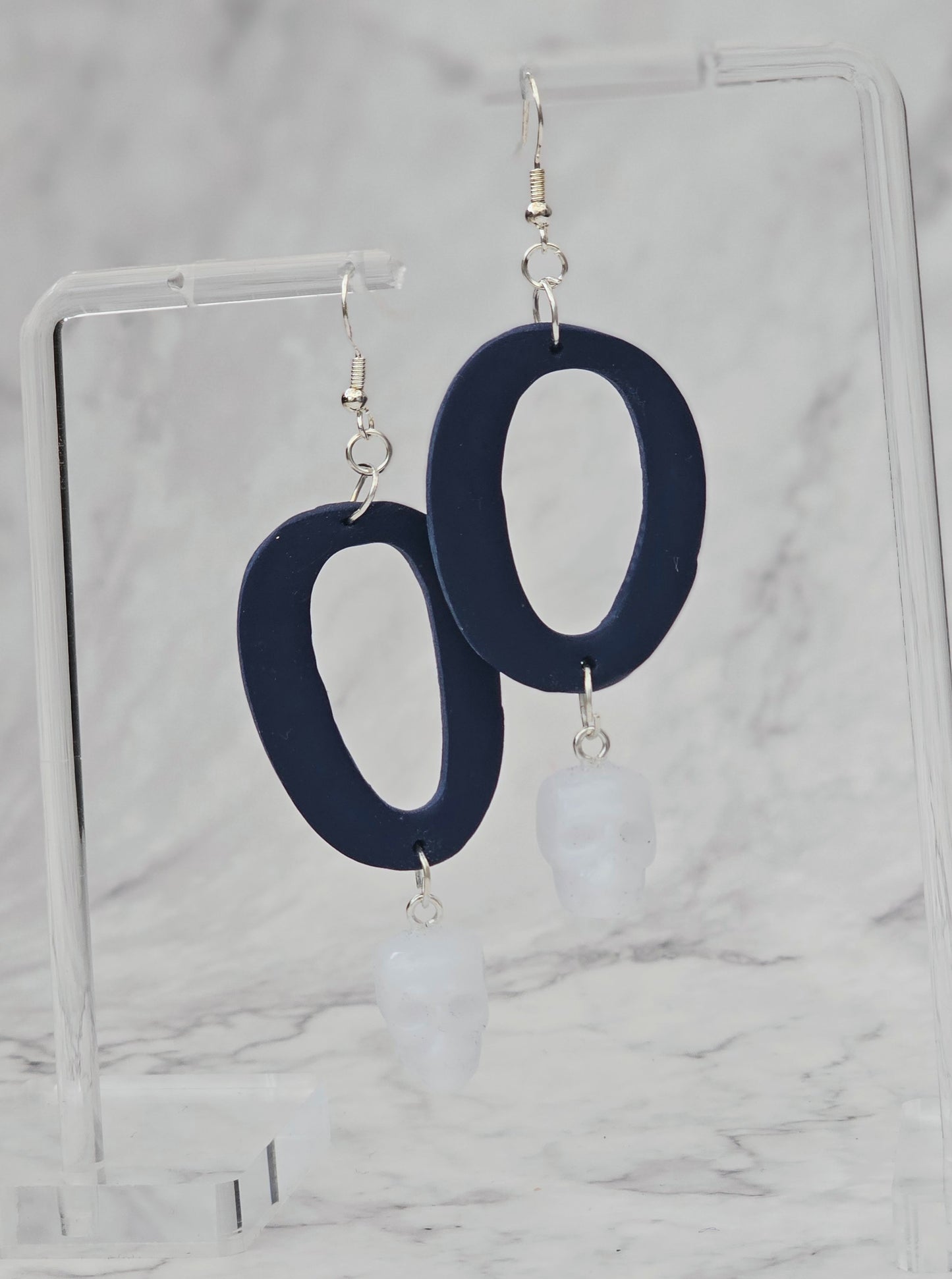 Skull Bead Dangle Earrings (Clay and Resin)