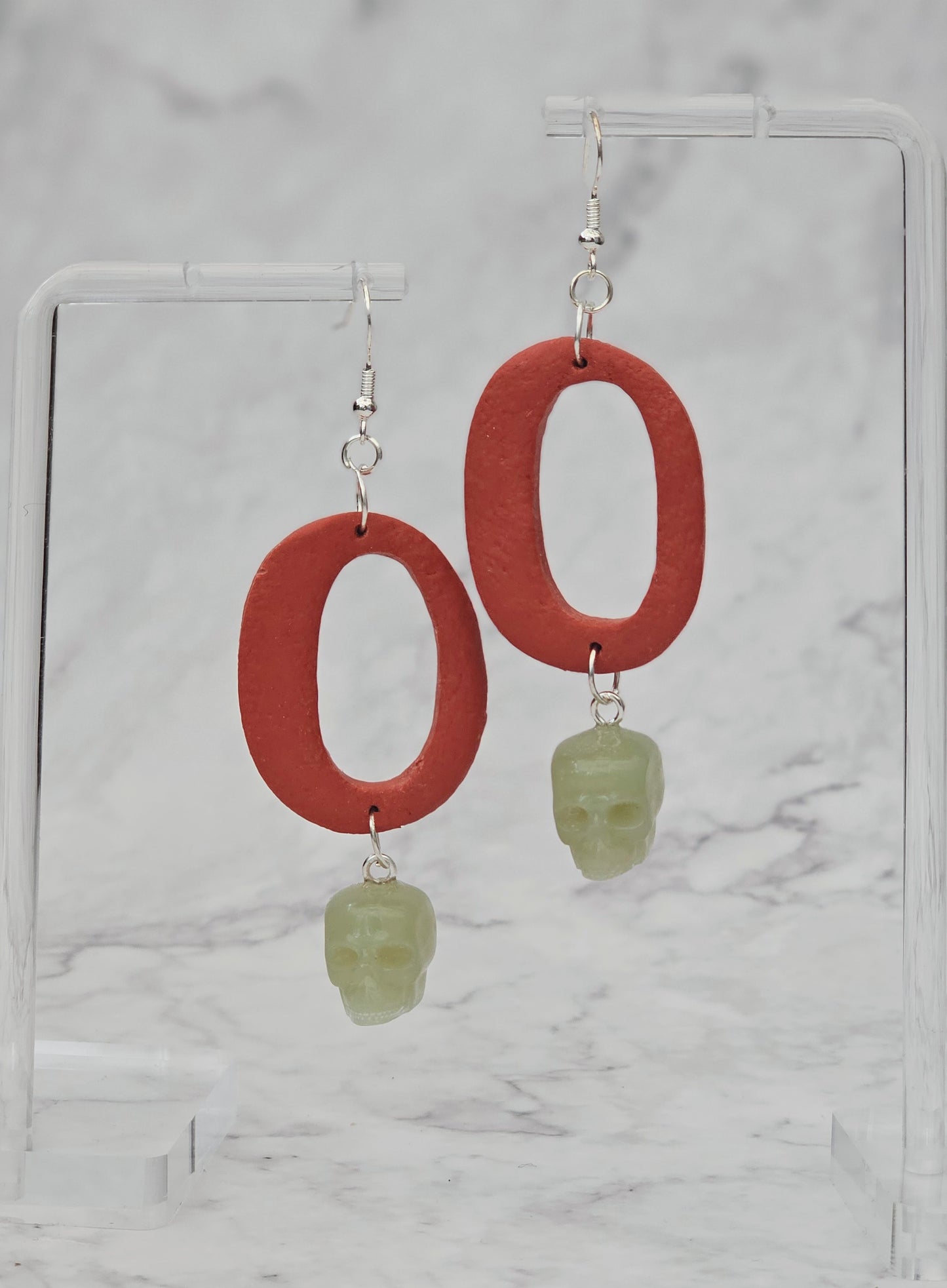 Skull Bead Dangle Earrings (Clay and Resin)