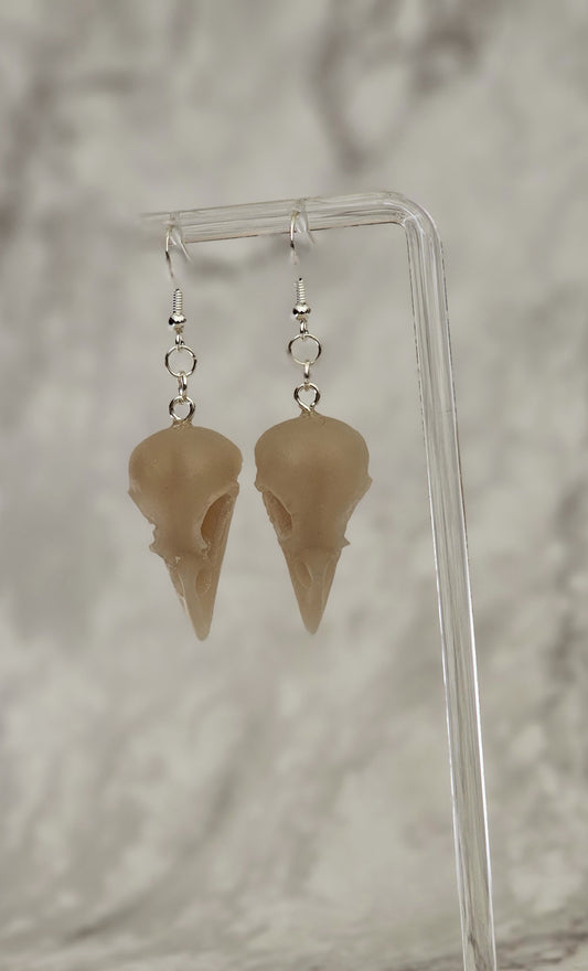 Gothica Bird Skull Resin Dangle Earrings