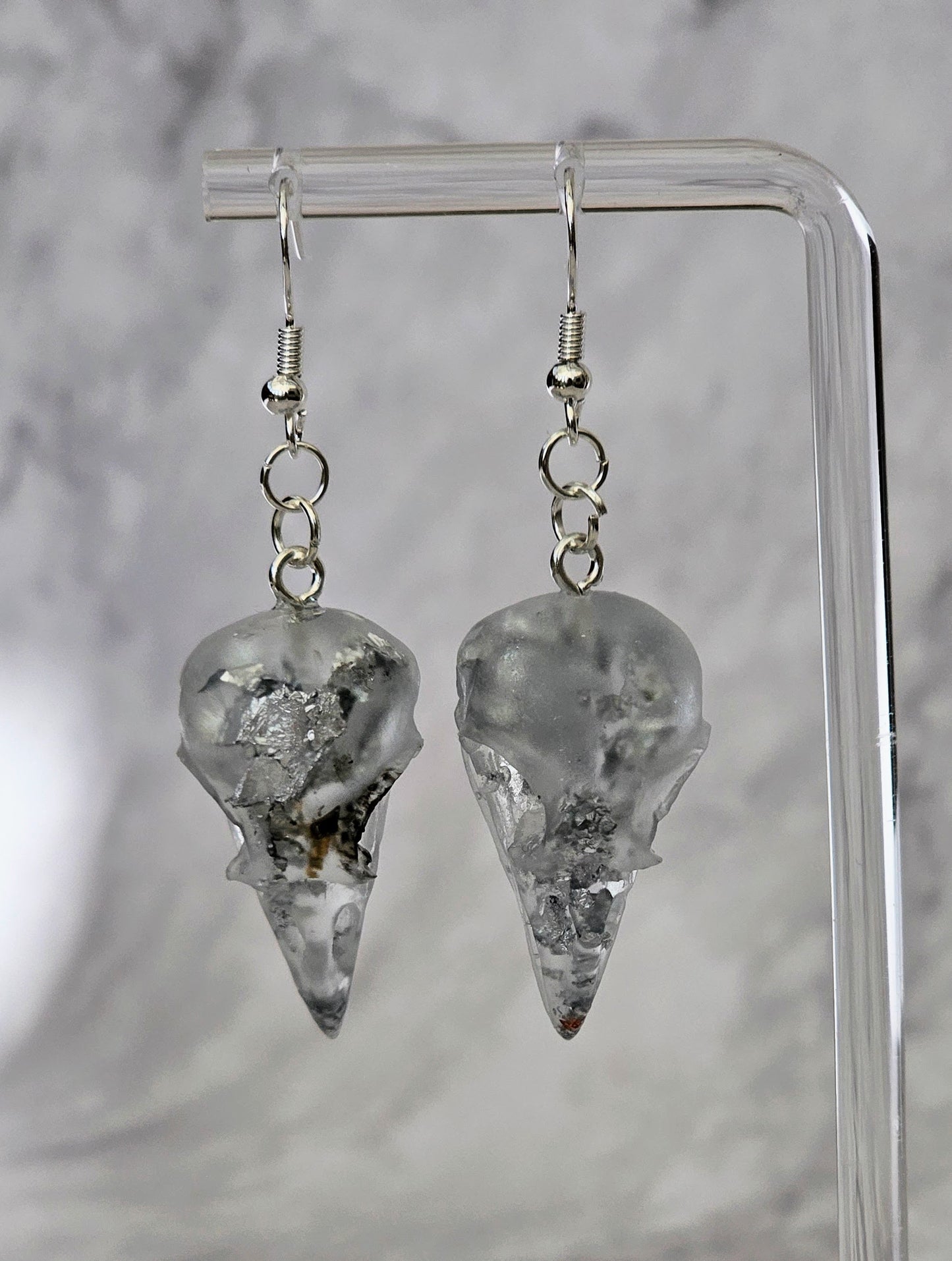 Gothica Bird Skull Resin Dangle Earrings