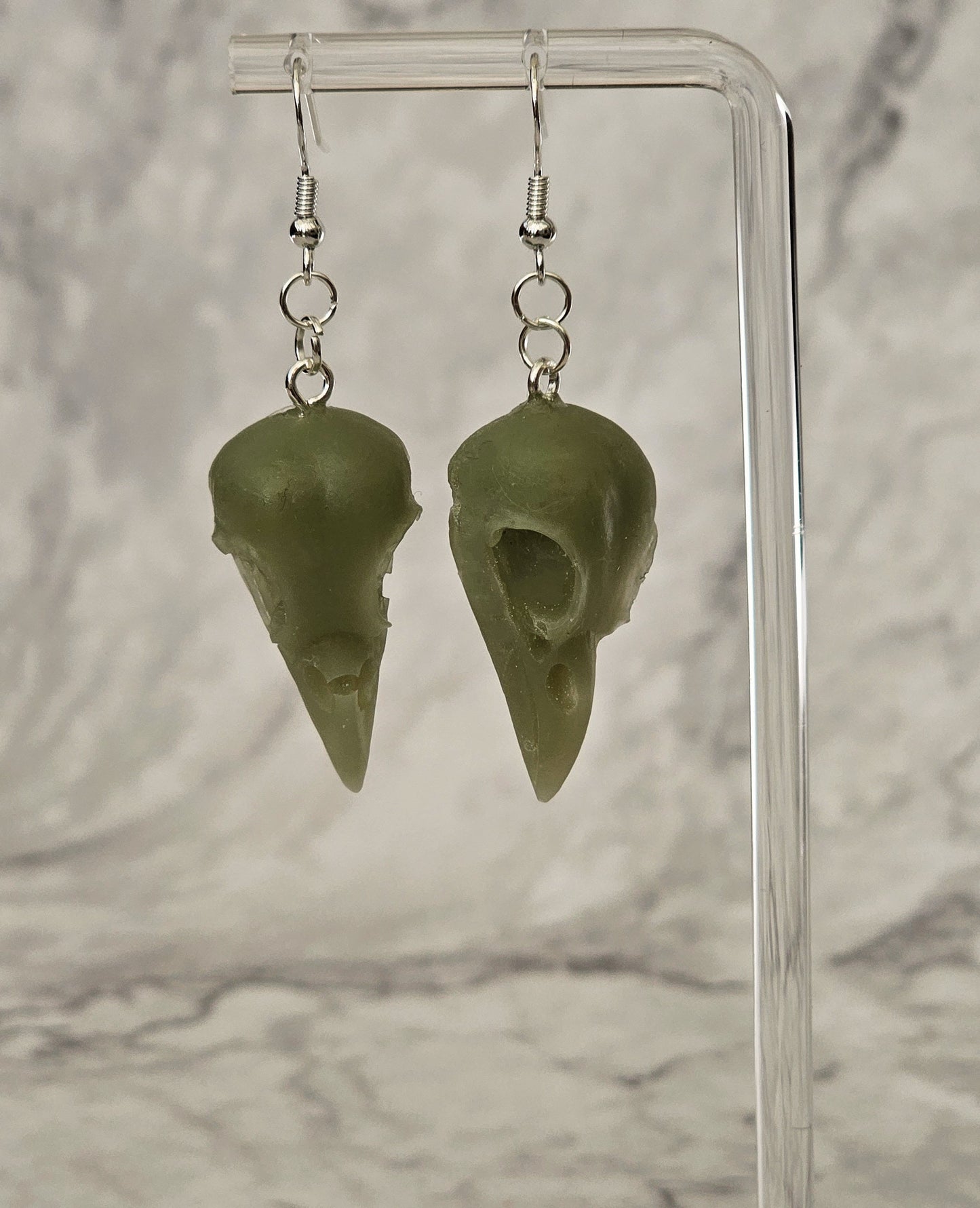 Gothica Bird Skull Resin Dangle Earrings