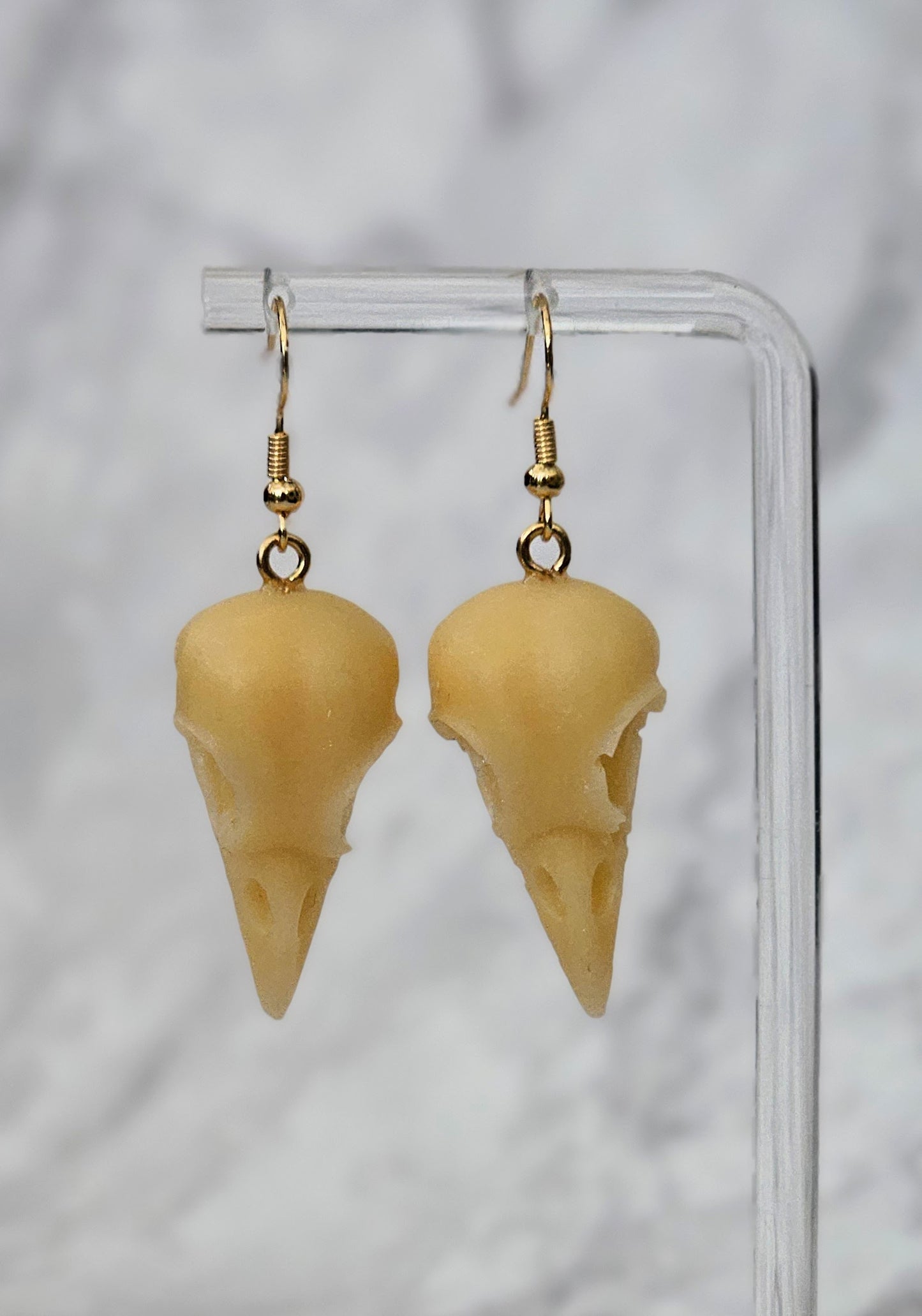 Gothica Bird Skull Resin Dangle Earrings