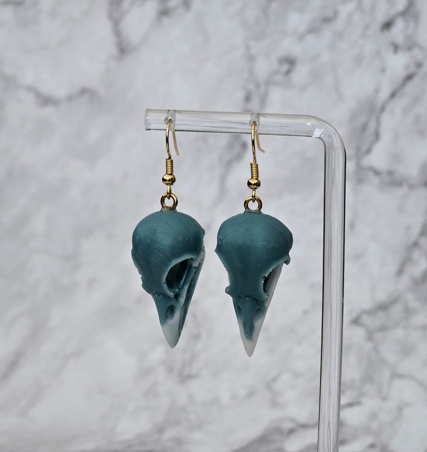 Gothica Bird Skull Resin Dangle Earrings