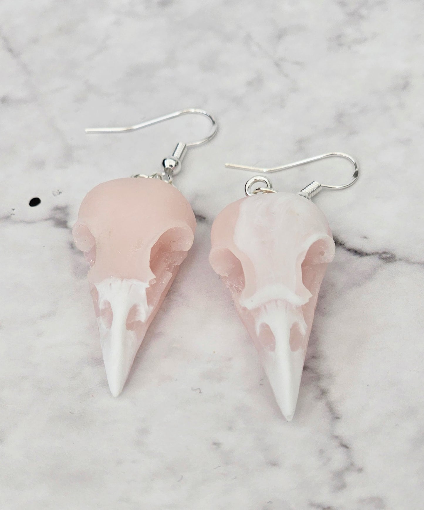 Gothica Bird Skull Resin Dangle Earrings