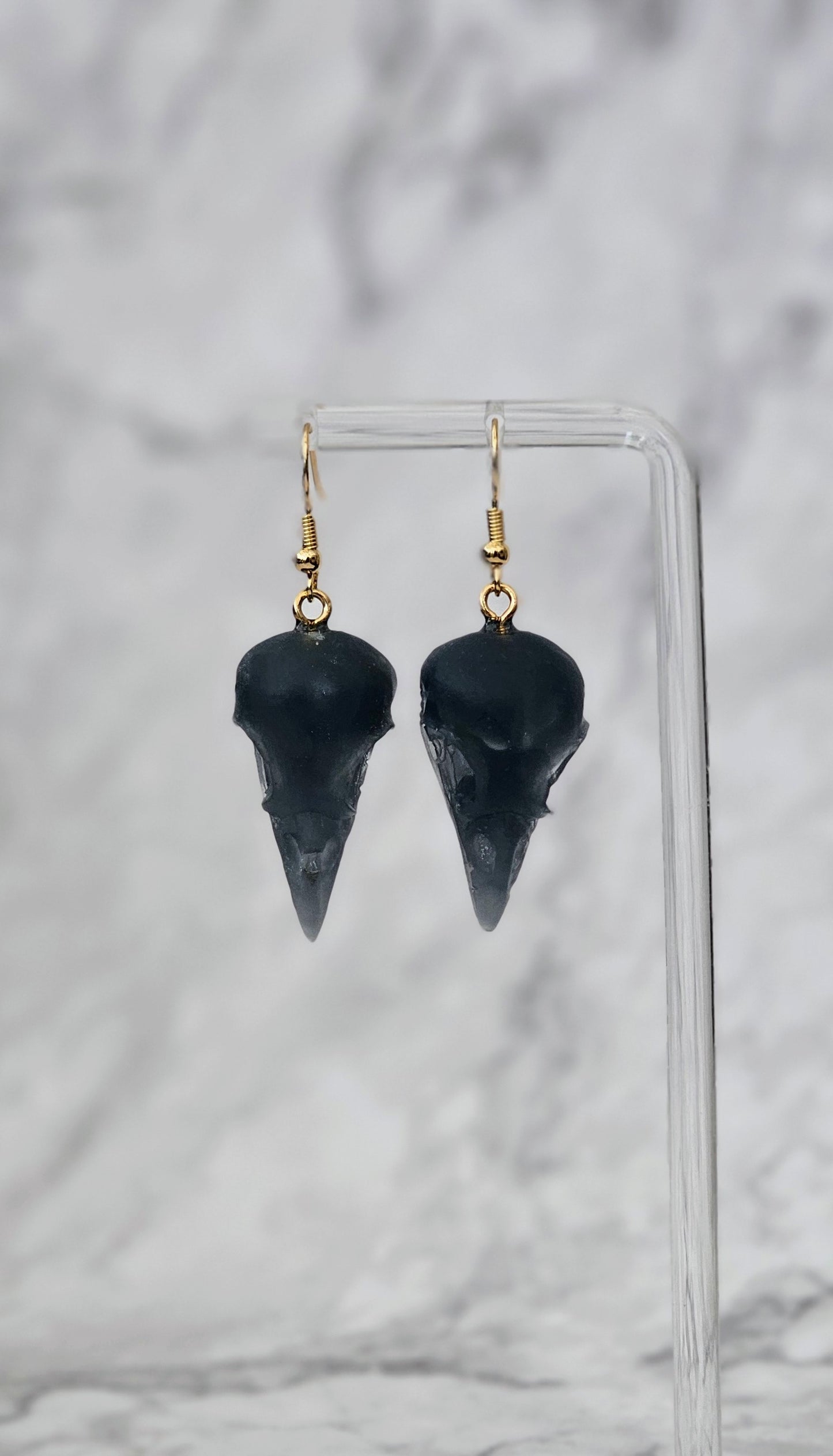 Gothica Bird Skull Resin Dangle Earrings