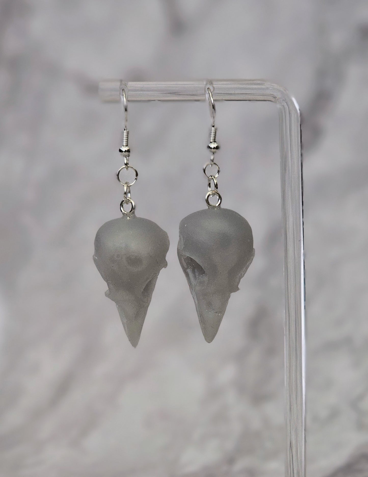 Gothica Bird Skull Resin Dangle Earrings