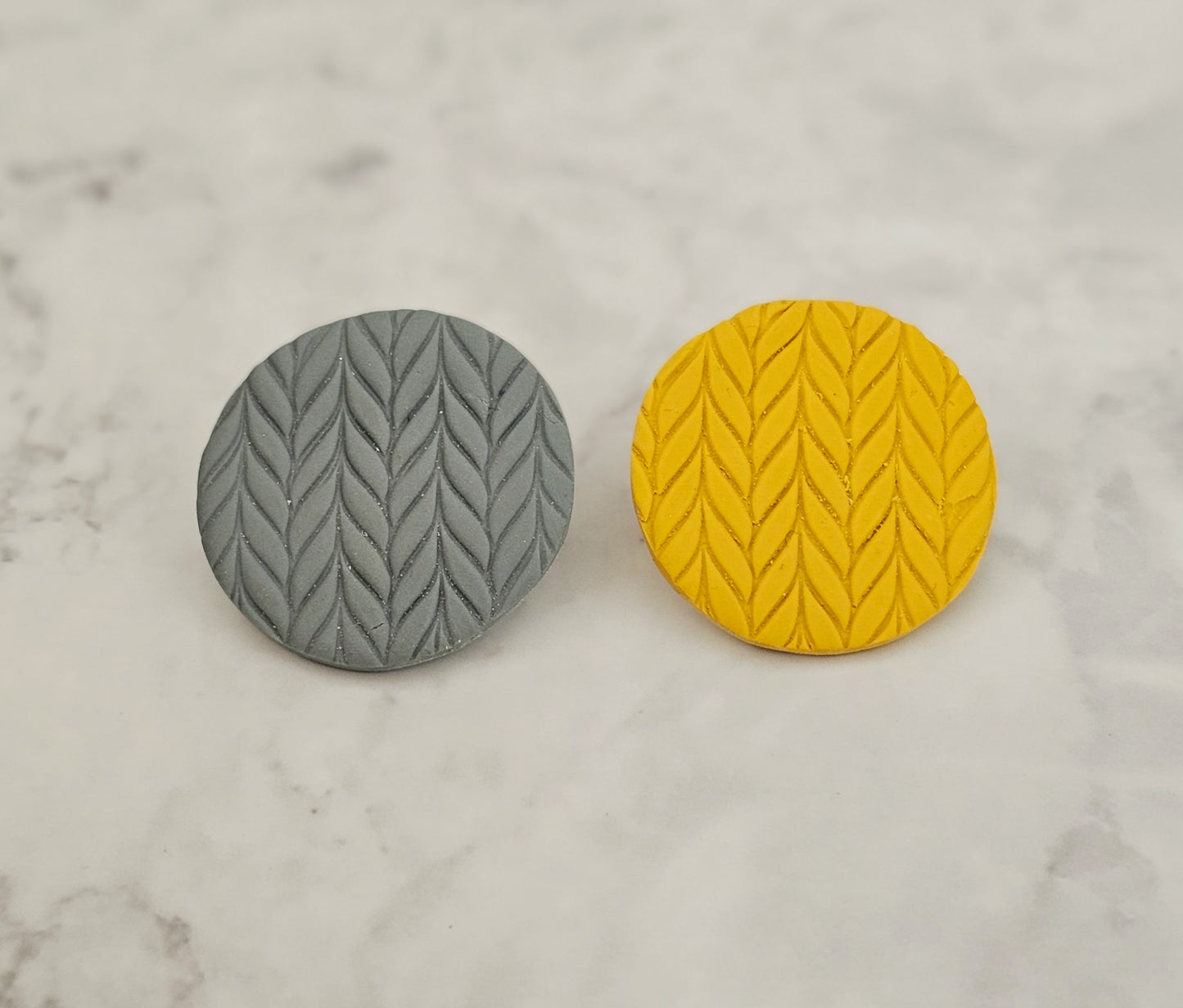 Get Knitted - Large Circle Knit Print Clay Hypoallergenic Stud Earrings