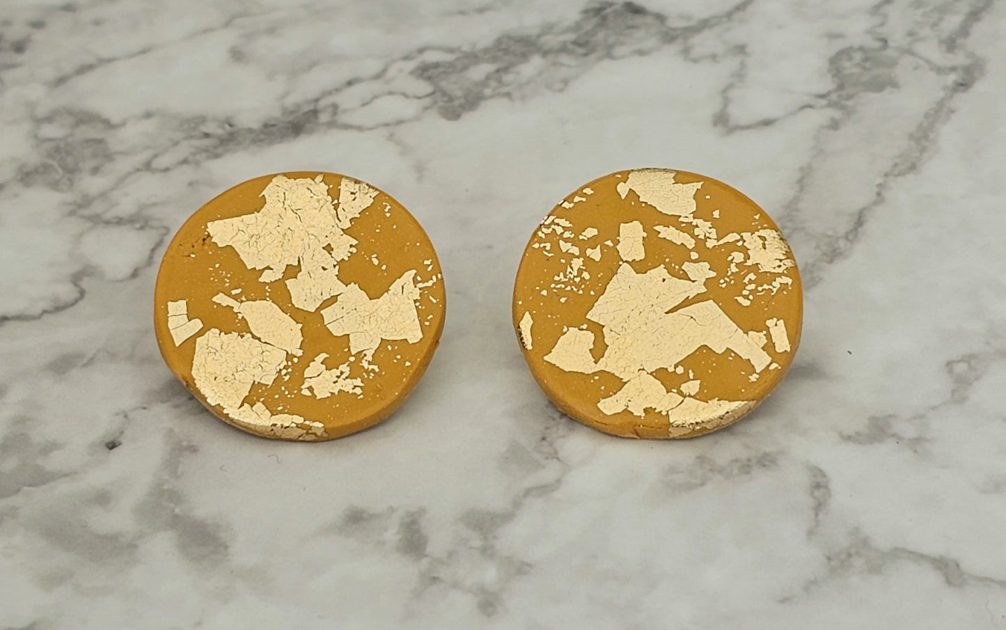 Clay and Gold/Copper Leaf Studs.