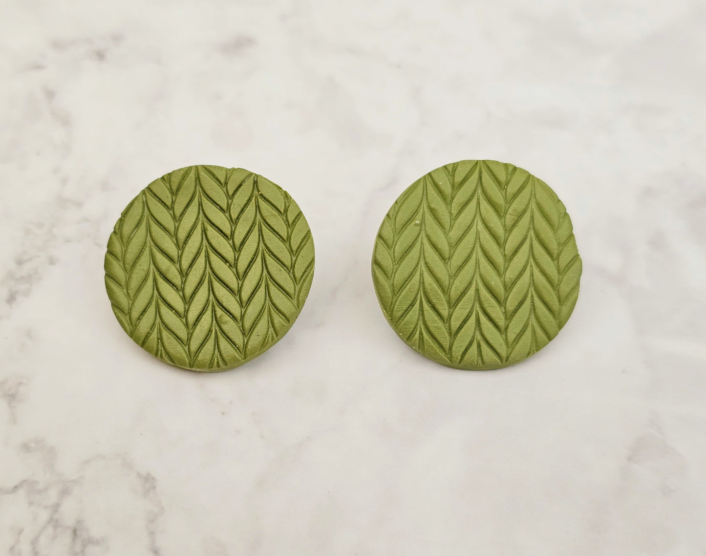 Get Knitted - Large Circle Knit Print Clay Hypoallergenic Stud Earrings