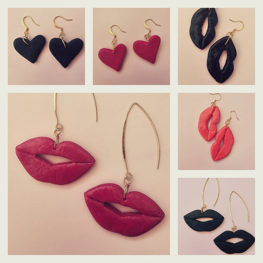 Love and Kisses Clay Drop Dangle Earrings