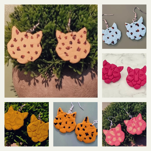 Big Cat Geometric Clay Earrings