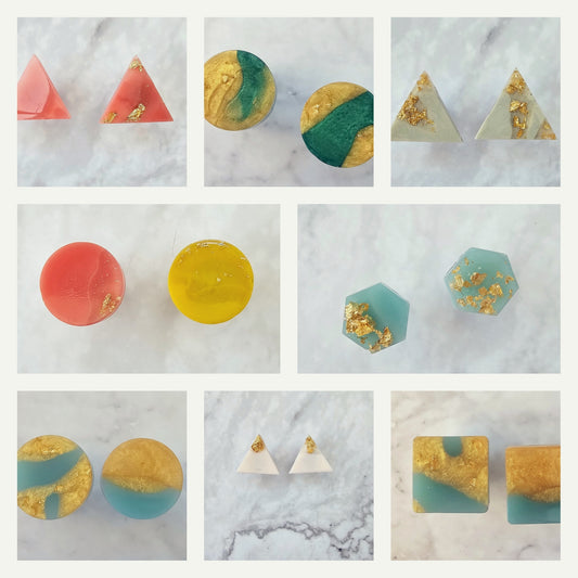 Make it Gold - Small Resin Geometric Shape Studs