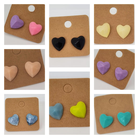 Tiny Hearts Club - Small Resin Geometric Heart Studs